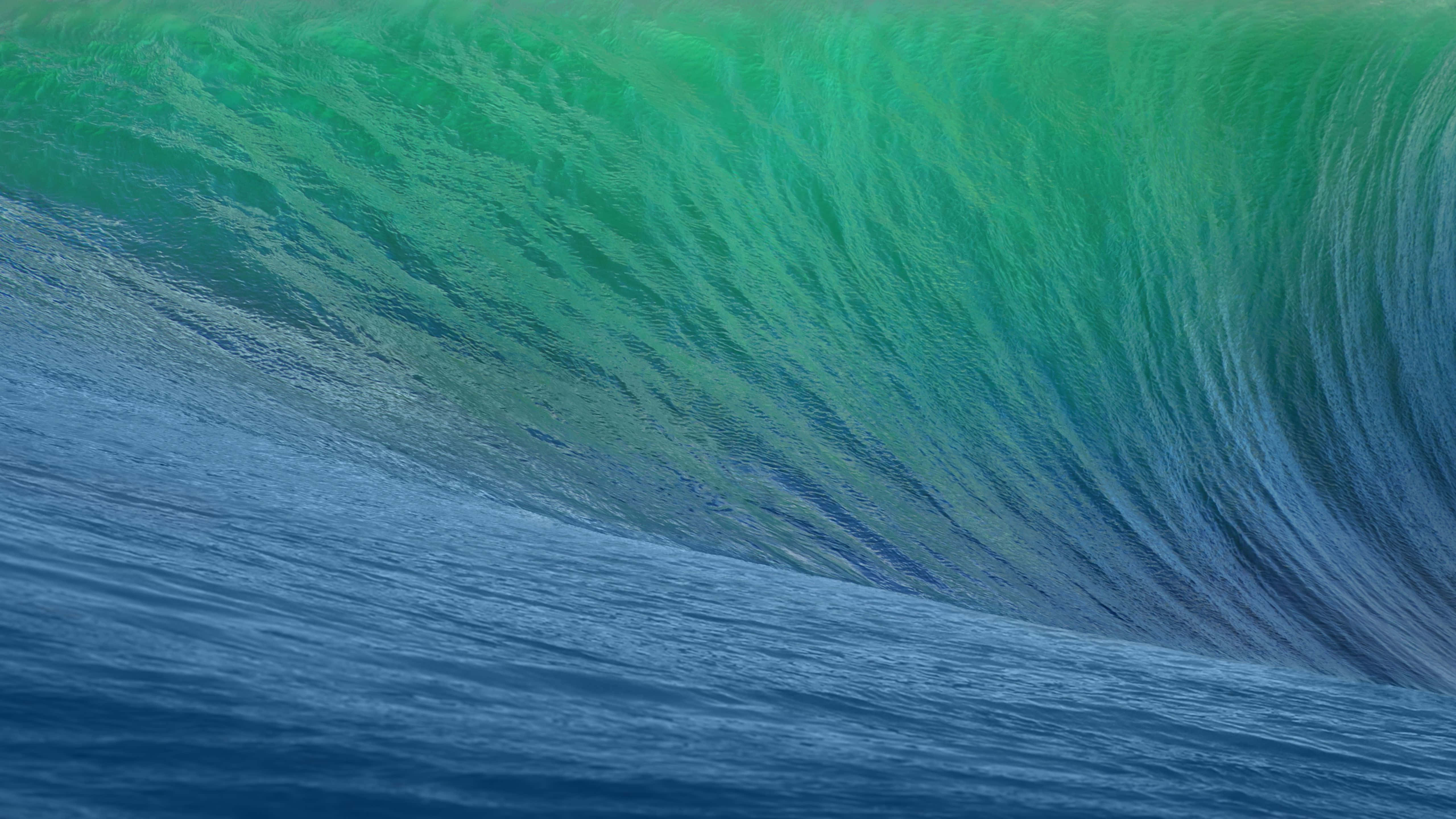 MacBook, glassy green tunnel, deep blue water, 5K Desktop Wallpaper