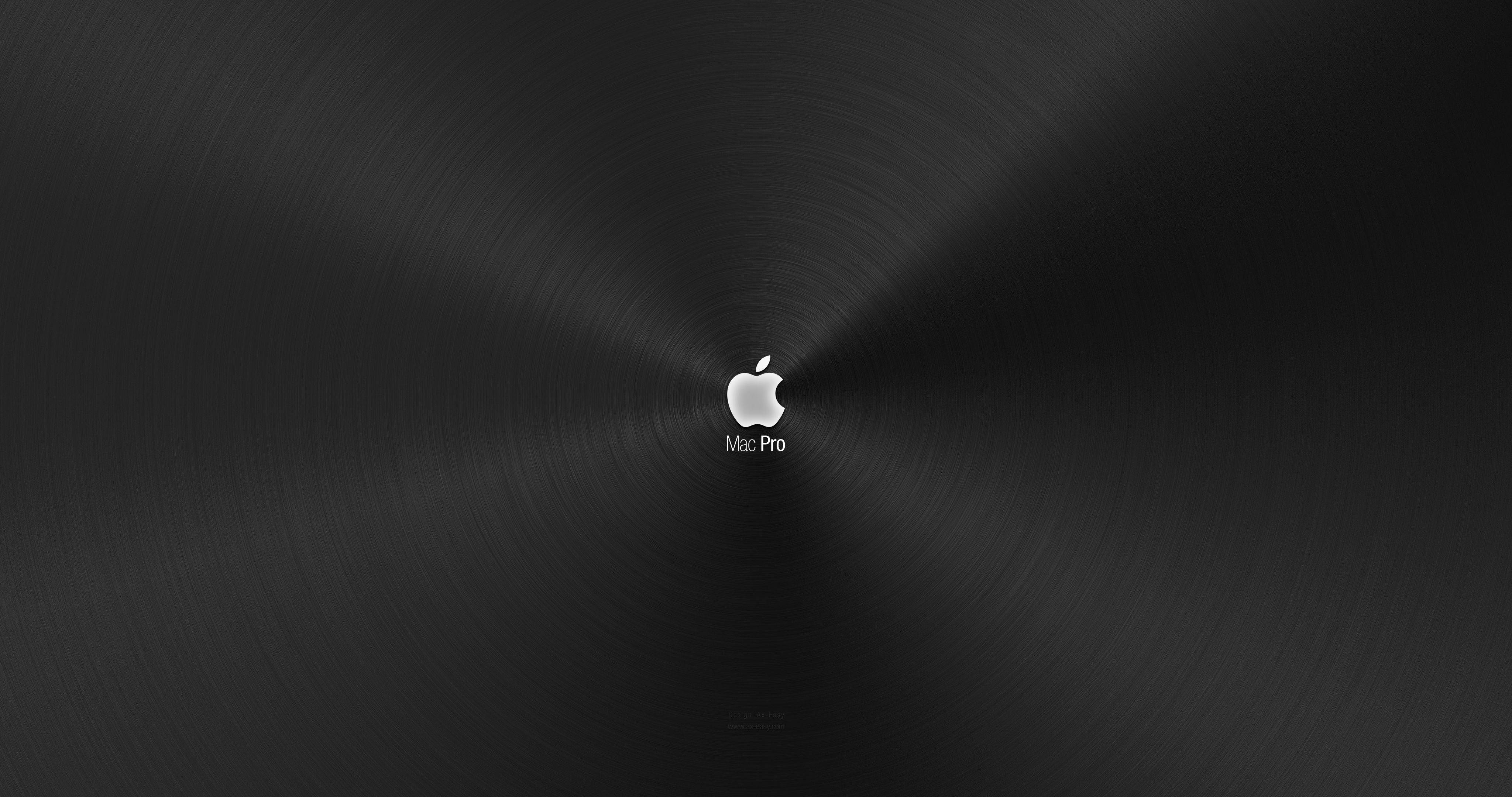 Macbook Pro 4K, silver Apple logo, black brushed metal, 4K Desktop Wallpaper