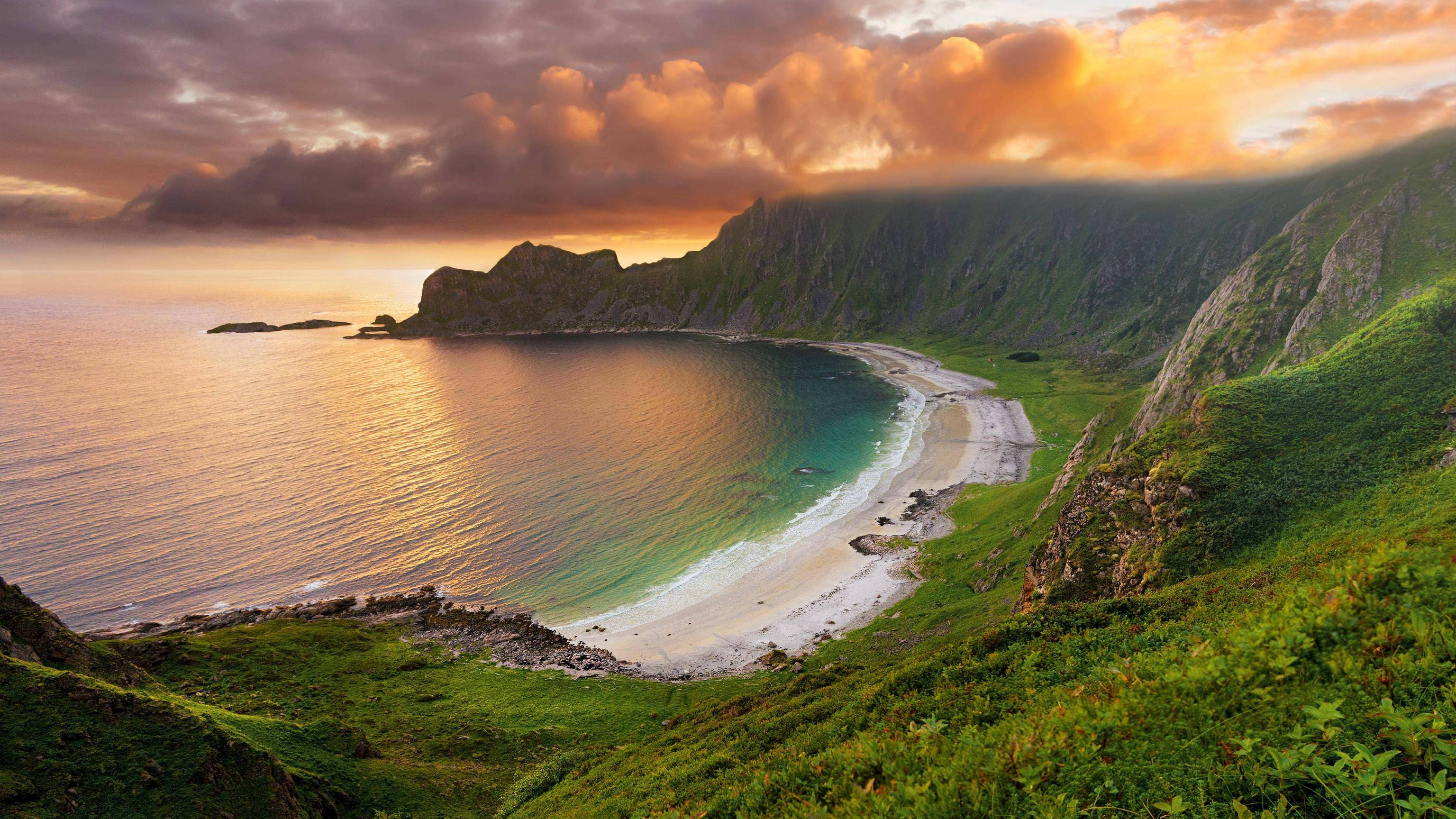 Island Coast, Macbook Pro 4K, sunset, 2K Desktop Wallpaper
