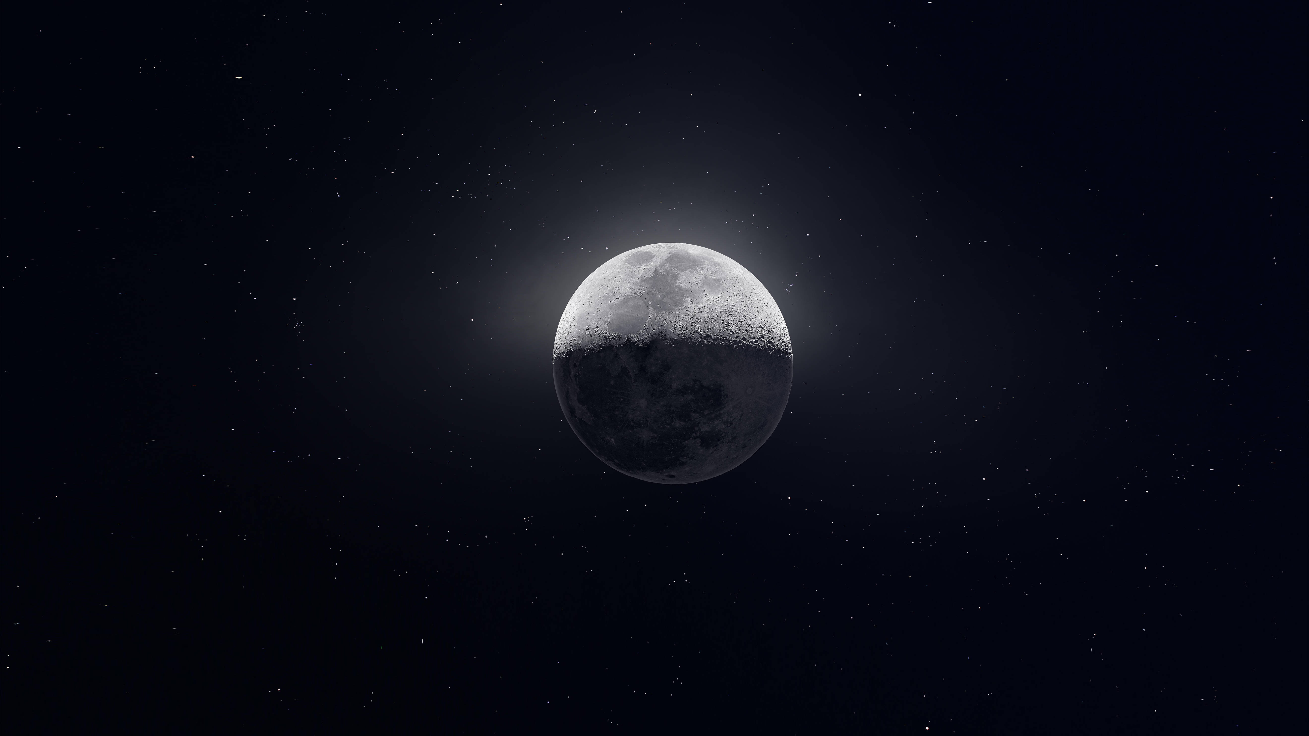 Full Moon, craters, shadows, 5K Desktop Wallpaper