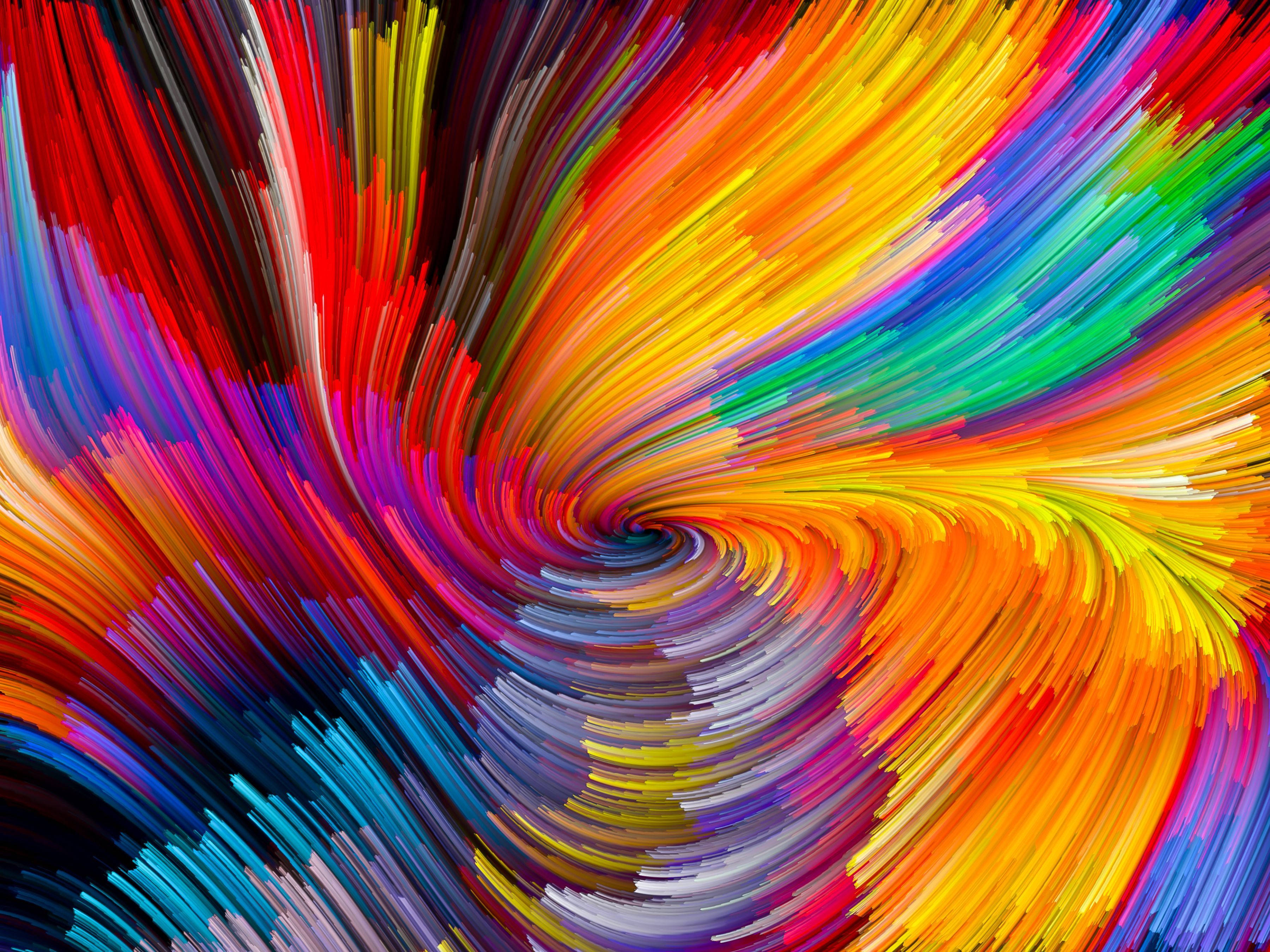 Macbook Pro 4K, vibrant abstract swirl, multicolored brushstrokes, 2K Desktop Wallpaper
