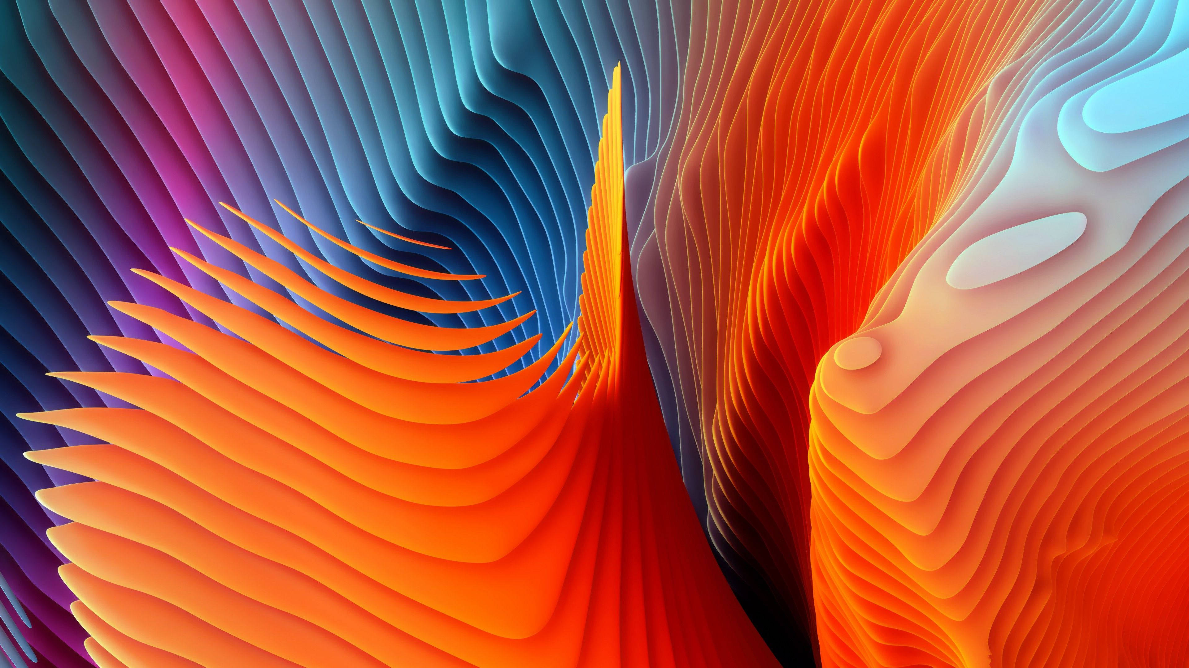 Macbook Pro 4K, orange, blue, 4K Desktop Wallpaper