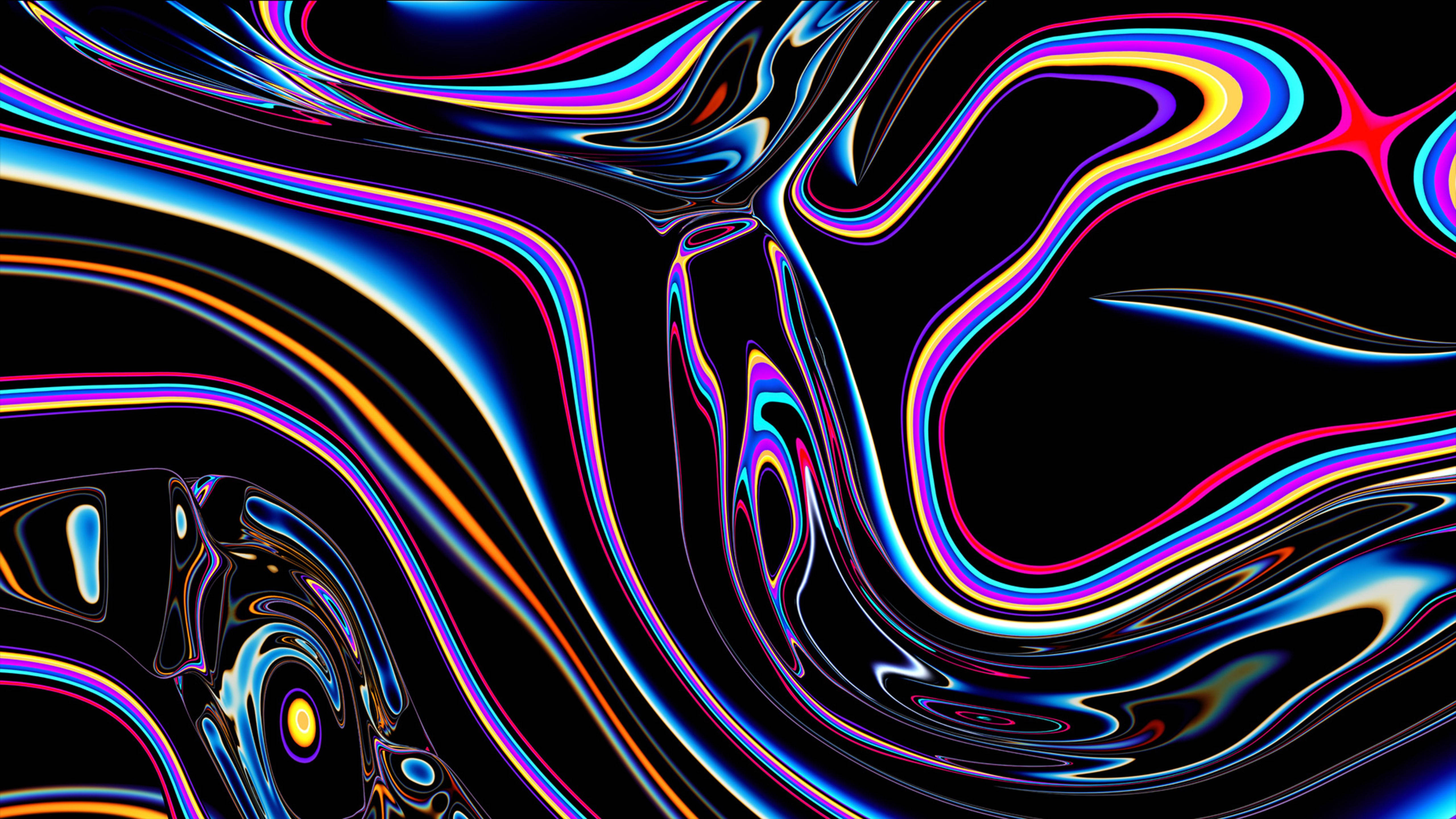 Neon Light Swirl, Macbook Pro 4K, neon ribbons, 5K Desktop Wallpaper