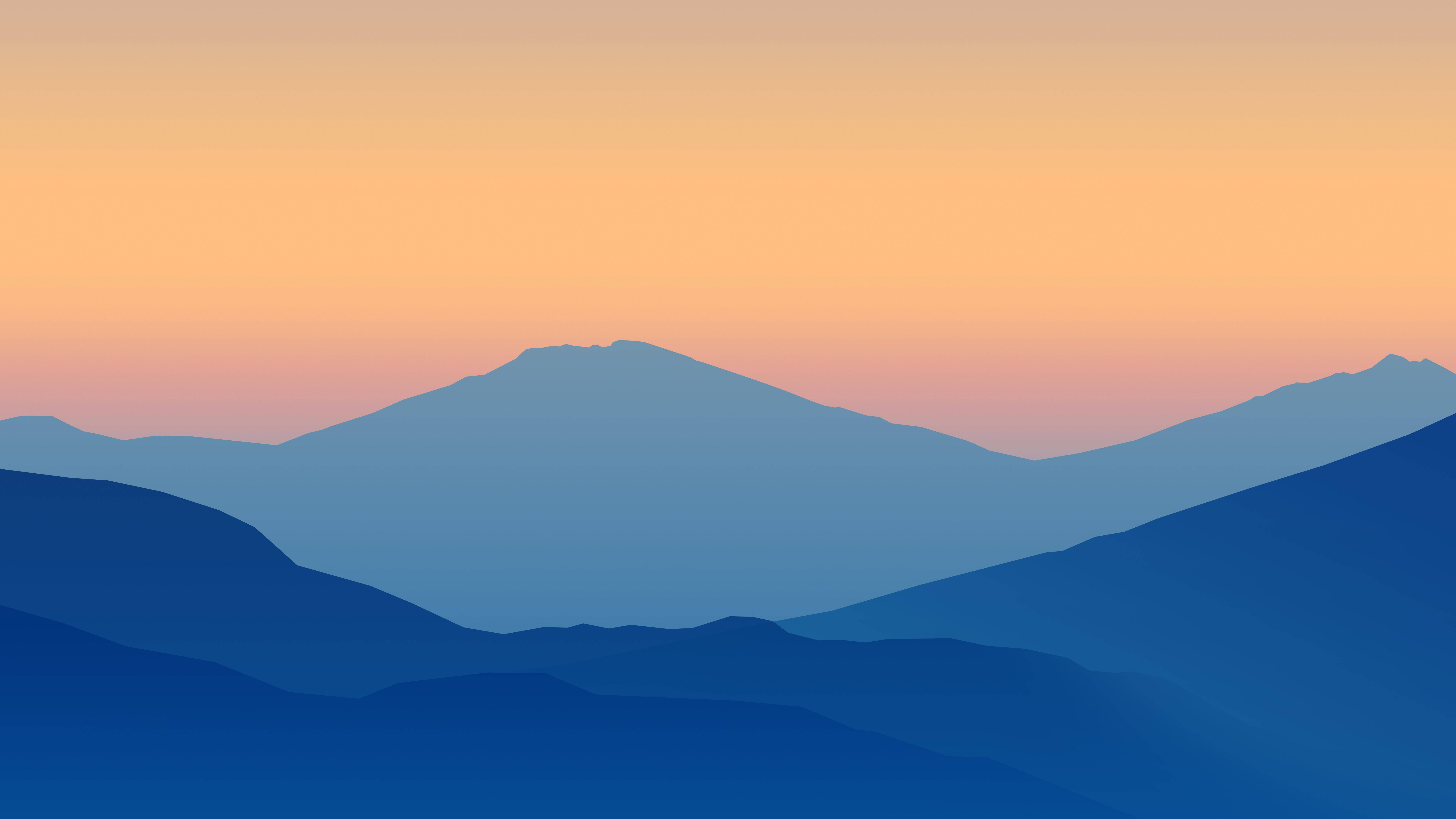Blue Mountain Macbook Pro 4K, mountain ranges, layered blues, 8K Desktop Wallpaper