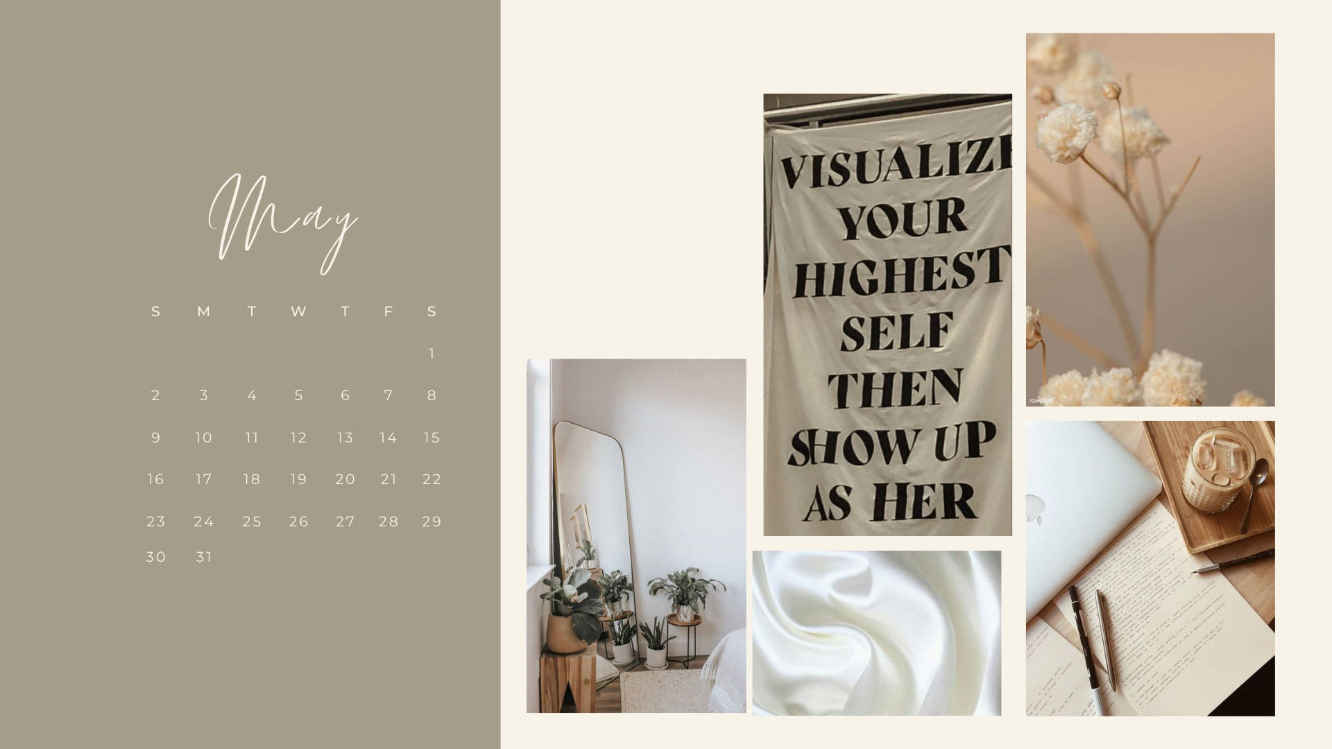 May Calendar, MacBook Pro Aesthetic, minimalist, Full HD Desktop Wallpaper