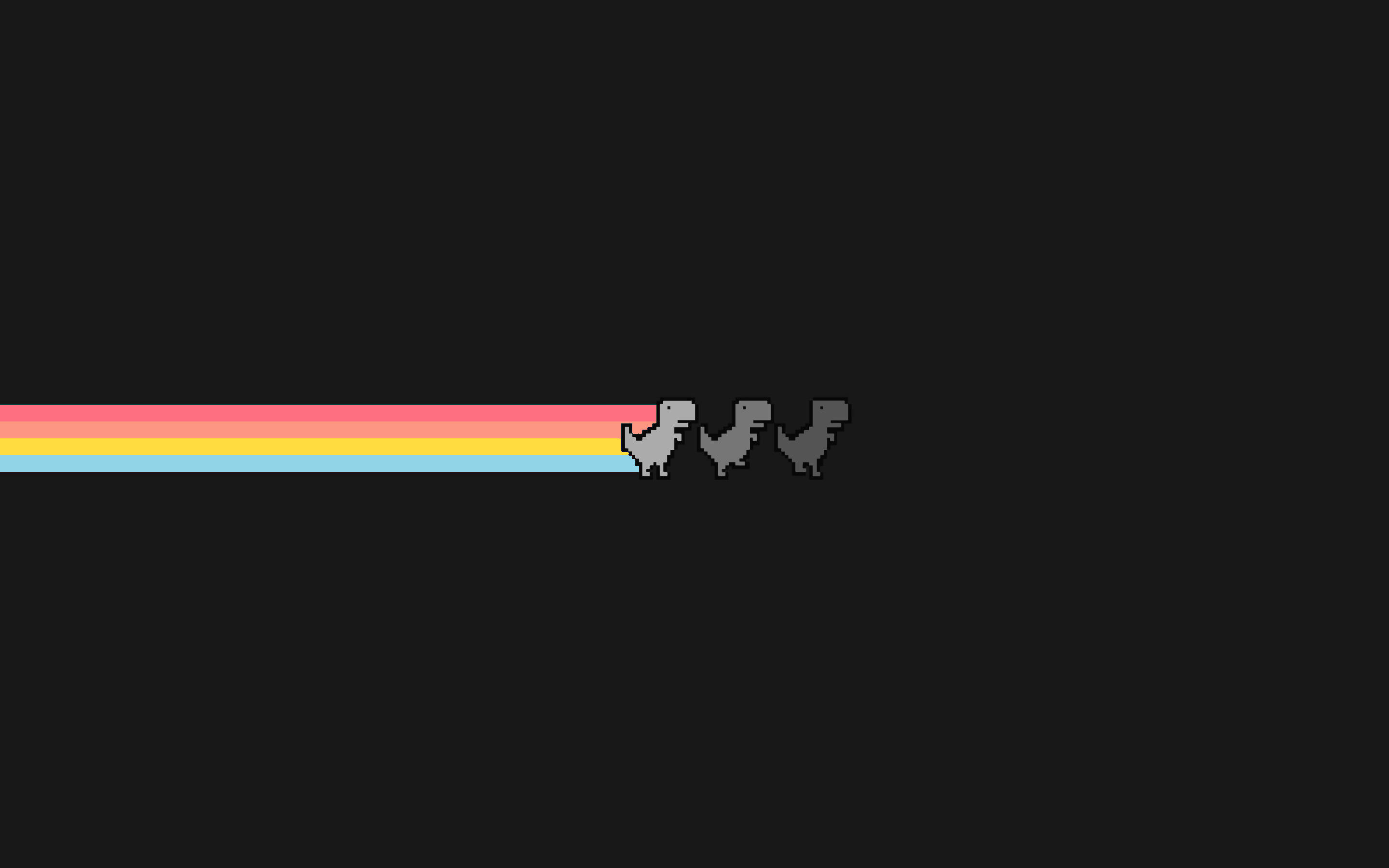 cute dinosaur, rainbow, black background, 2K Desktop Wallpaper