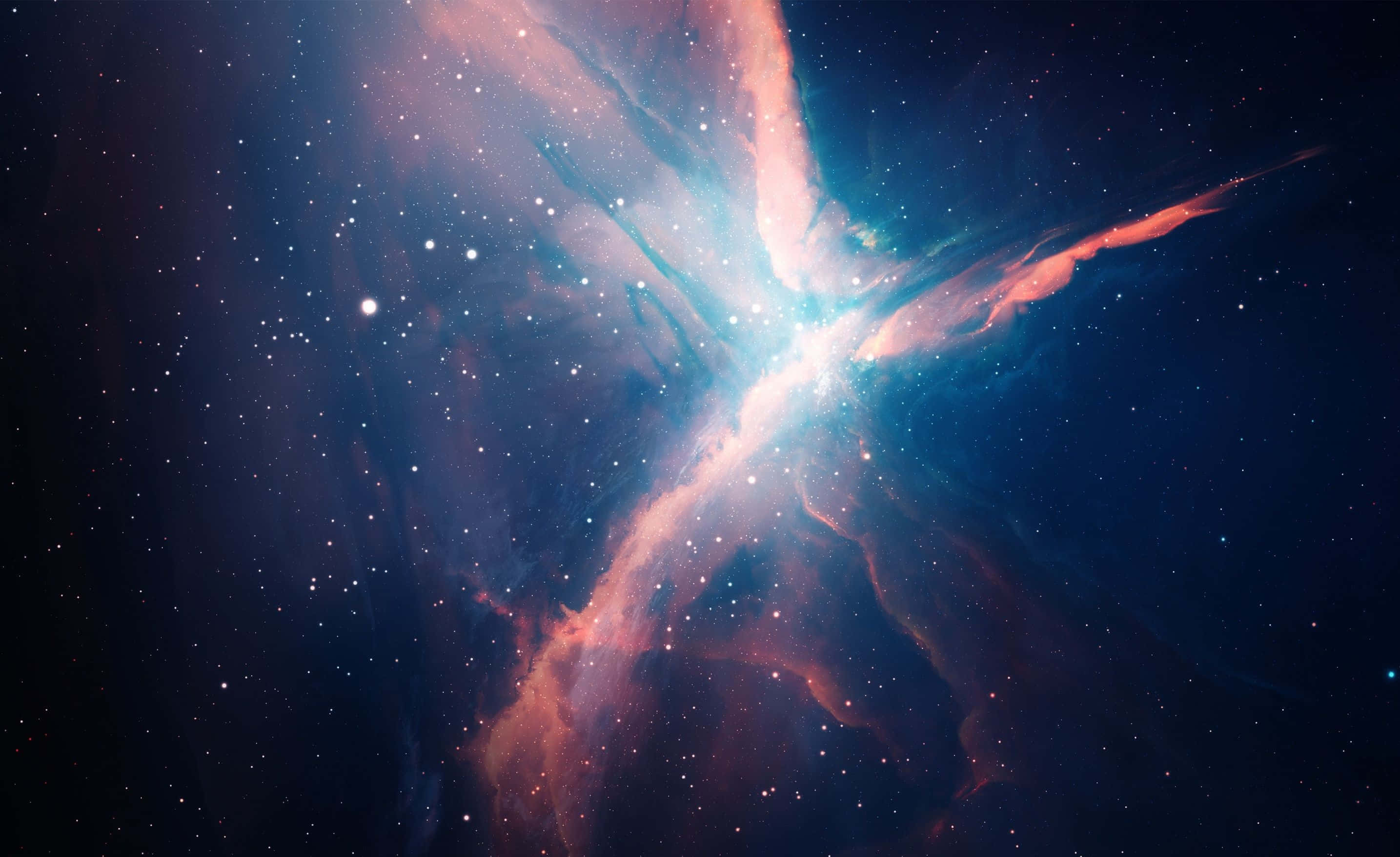 MacBook Retina, red nebula, swirling pink and blue gases, 2K Desktop Wallpaper