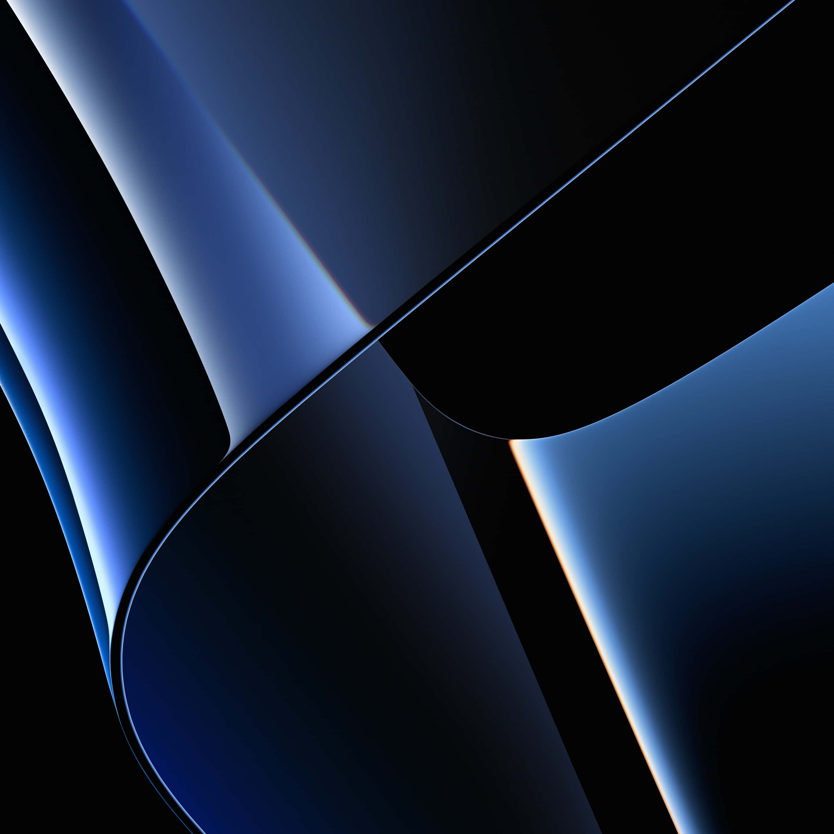 MacBook Retina, blue curves, black background, 2K Desktop Wallpaper
