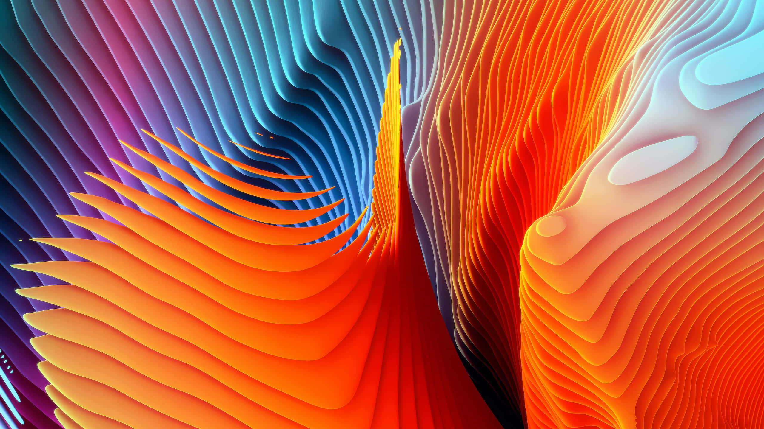 MacBook Retina, cool blues, fiery oranges, 2K Desktop Wallpaper