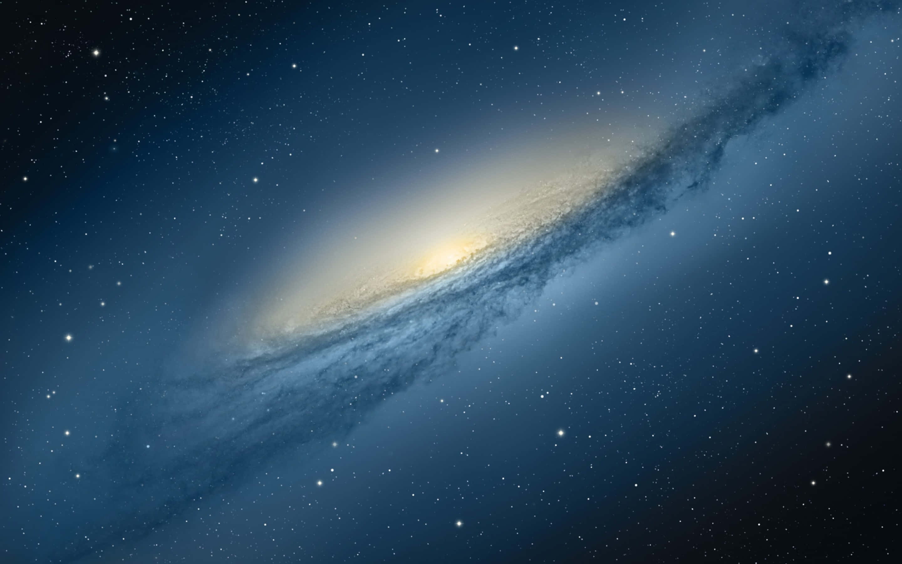 MacBook Retina, spiral galaxy, golden light, 2K Desktop Wallpaper