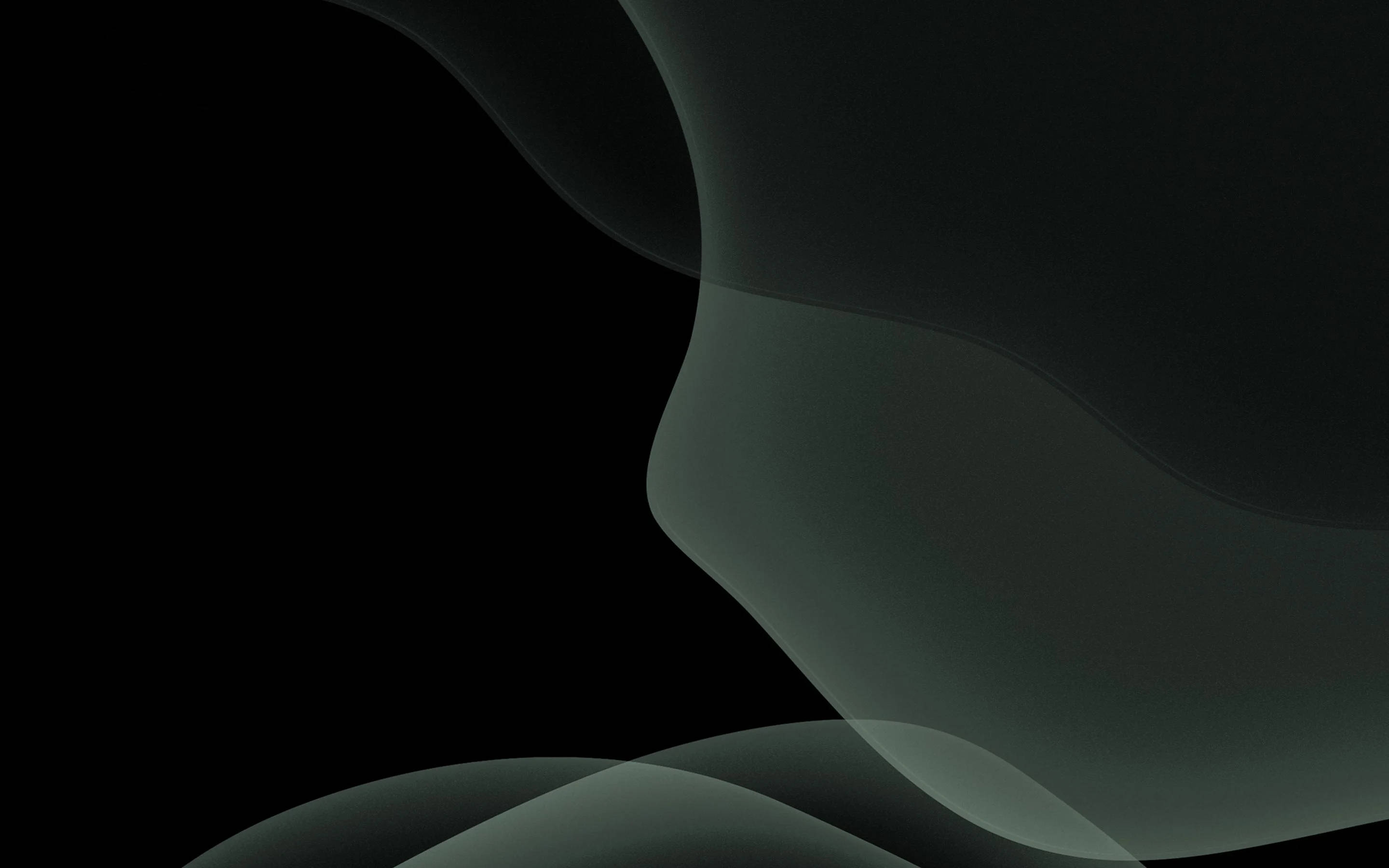 grayscale waves, black, dark teal, 2K Desktop Wallpaper