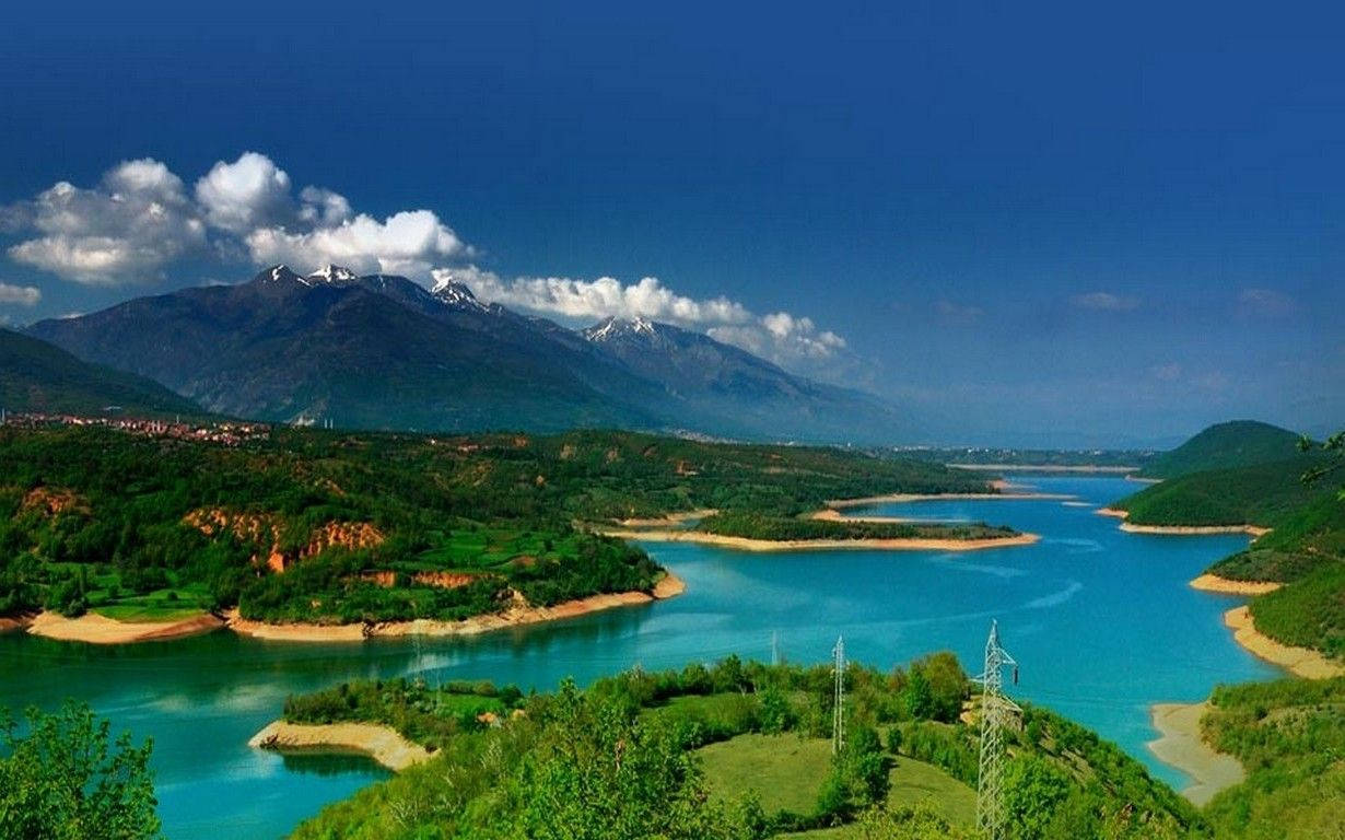 Macedonia, lake spilje, turquoise river, SD Desktop Wallpaper