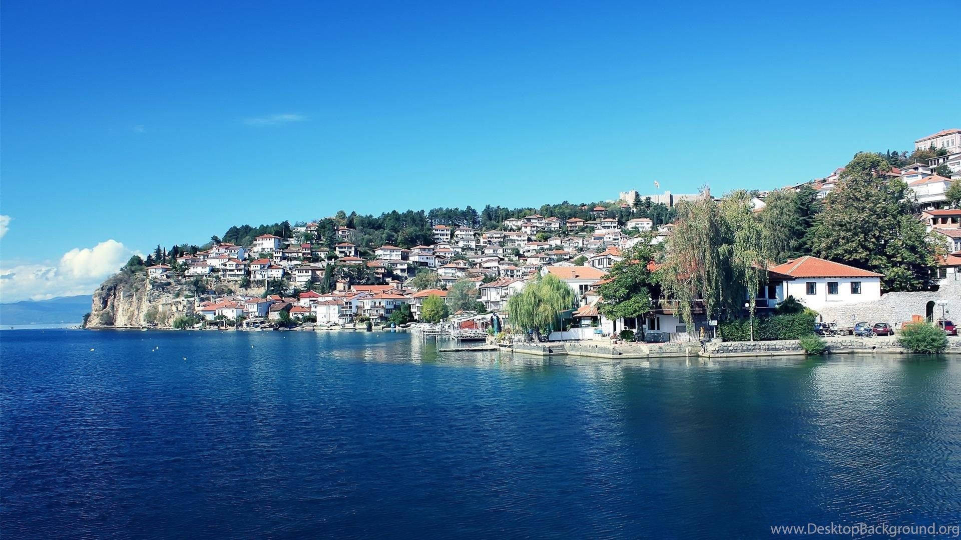 Macedonia, white village, cliff, Full HD Desktop Wallpaper