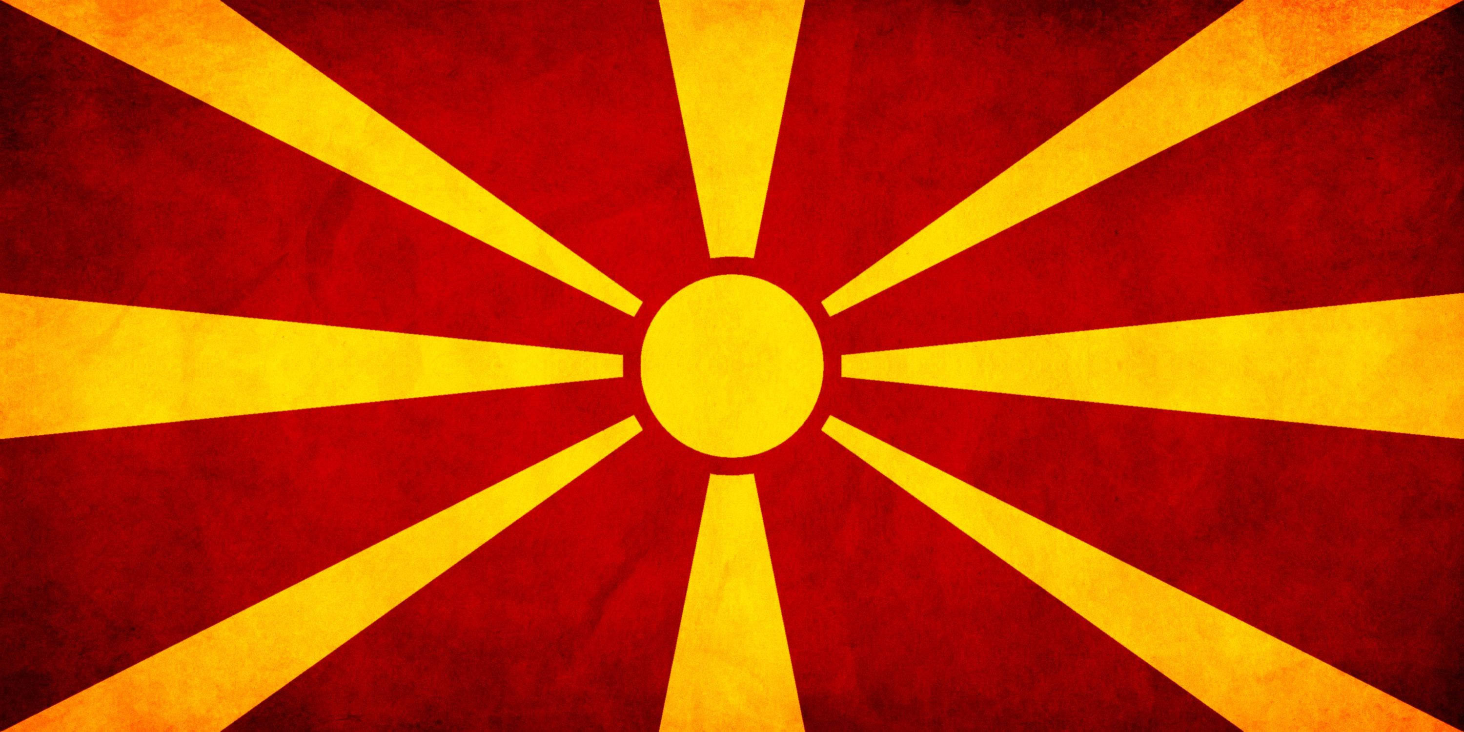 Macedonia flag, eight sun rays, red, 2K Desktop Wallpaper
