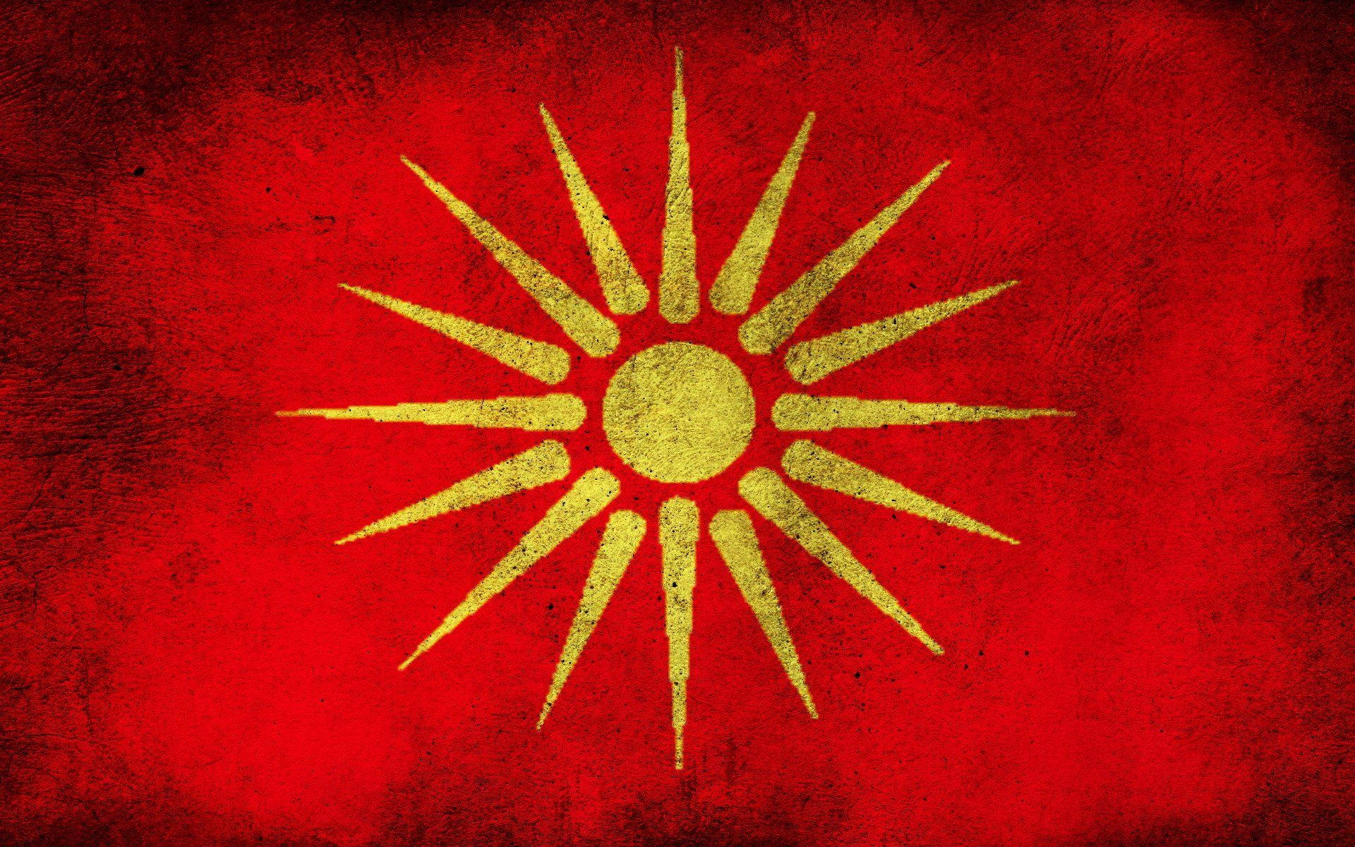 Macedonia flag, red flag, golden sun emblem, Full HD Desktop Wallpaper