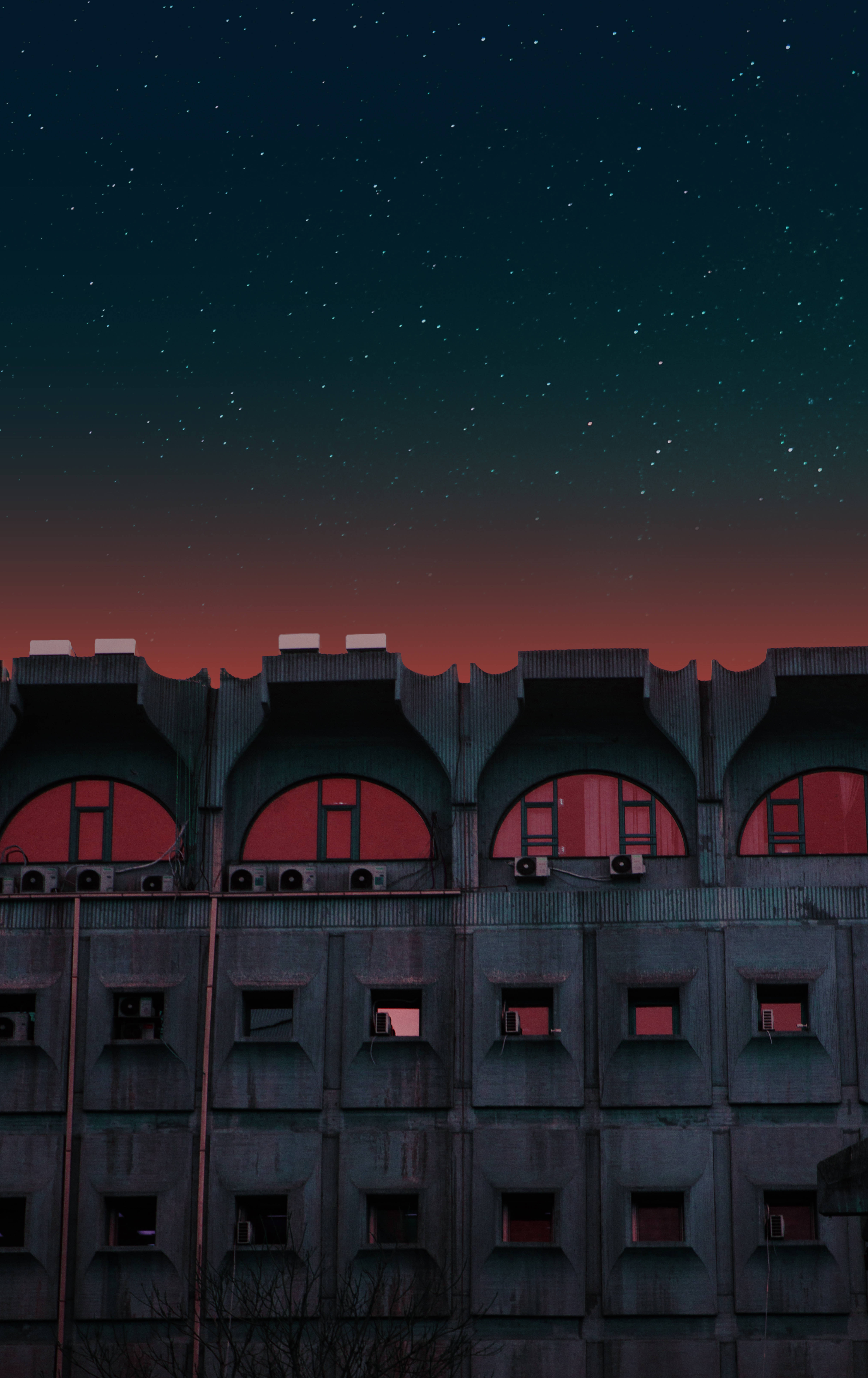 Macedonia, post office, concrete building, 8K Phone Wallpaper