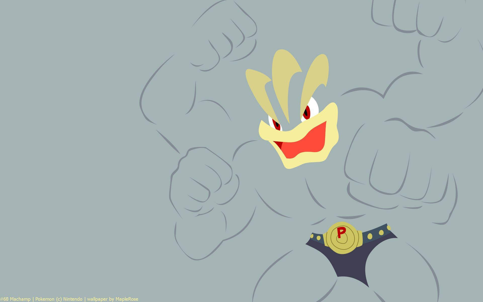 Machamp, yellow face, red eyes, Full HD Desktop Wallpaper