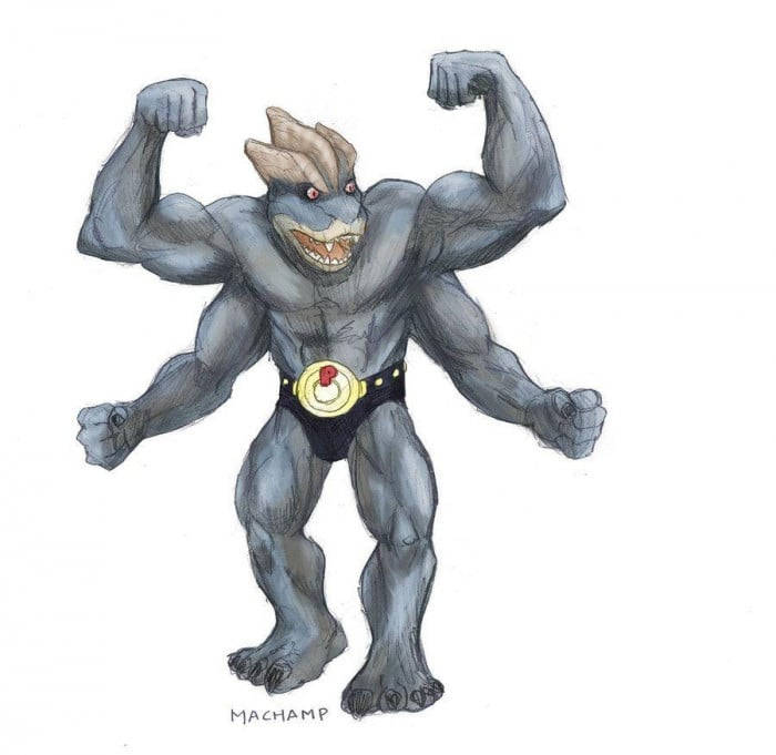 Machamp, dinosaur-like, grey, SD Desktop Wallpaper
