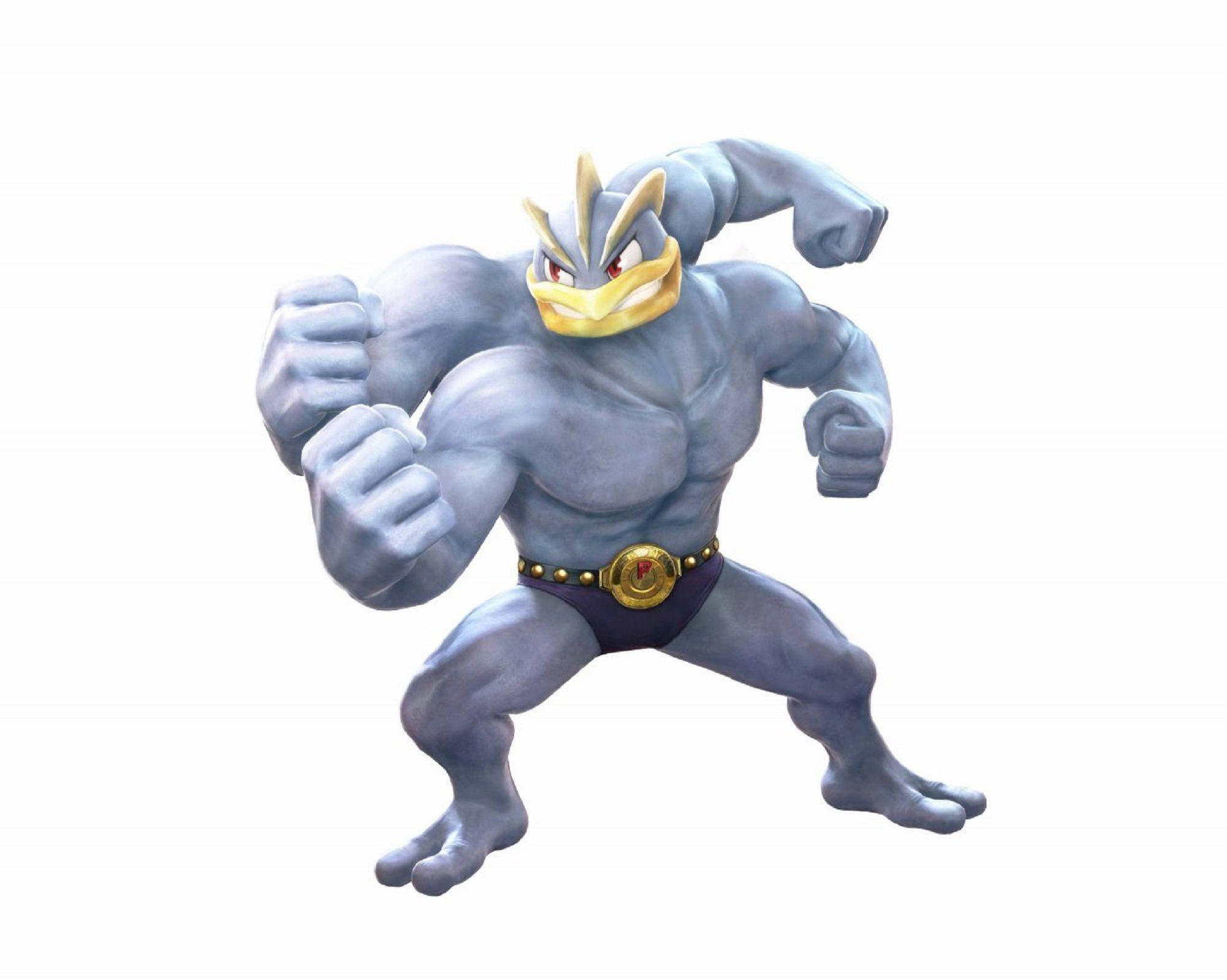 Machamp, blue, yellow beak, Full HD Desktop Wallpaper