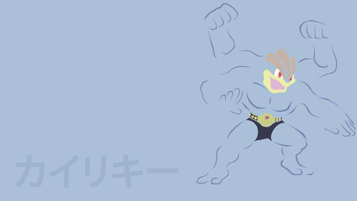 Machamp, outline, gray background, SD Desktop Wallpaper