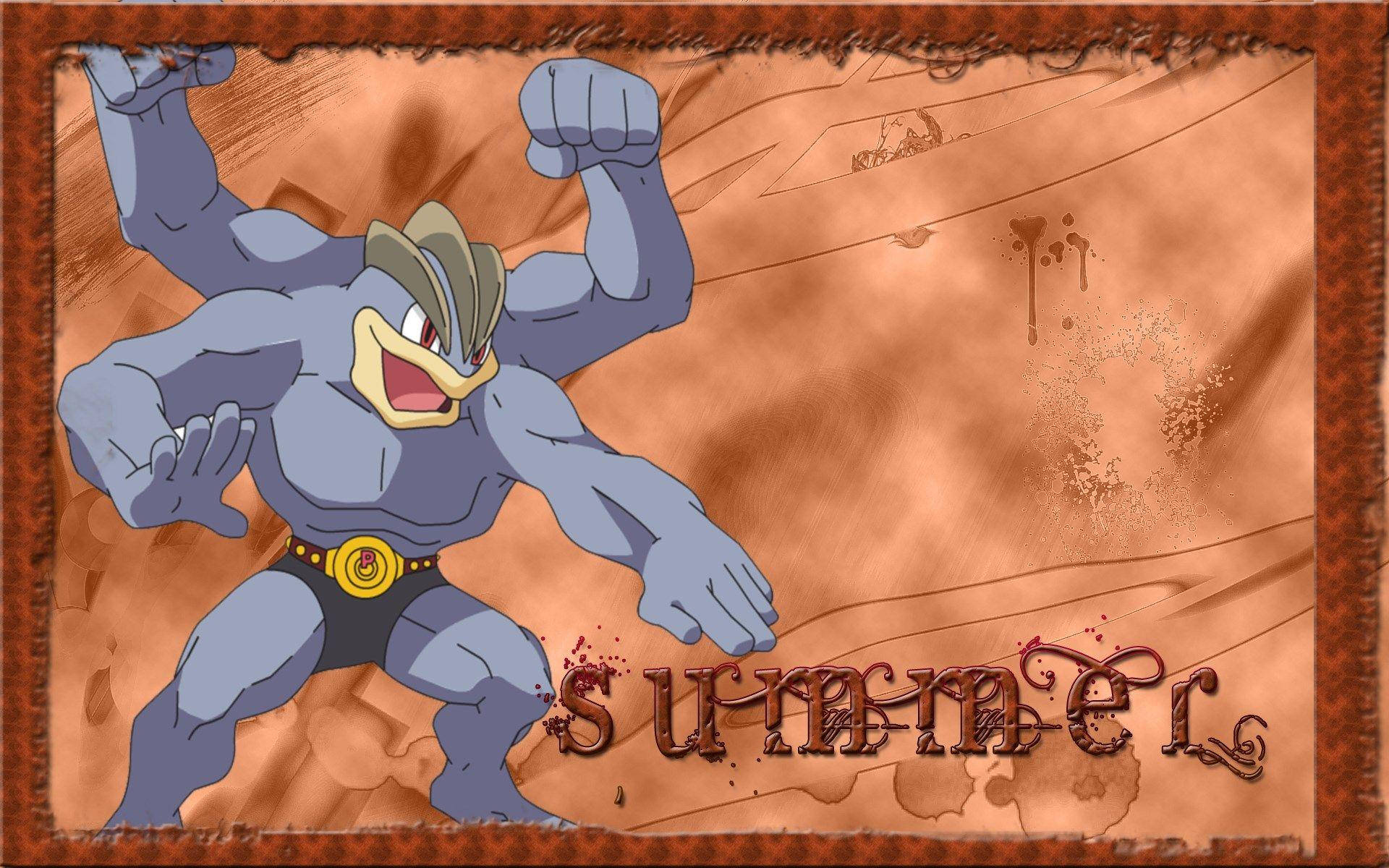 Machamp, brown aesthetic, summer, Full HD Desktop Wallpaper