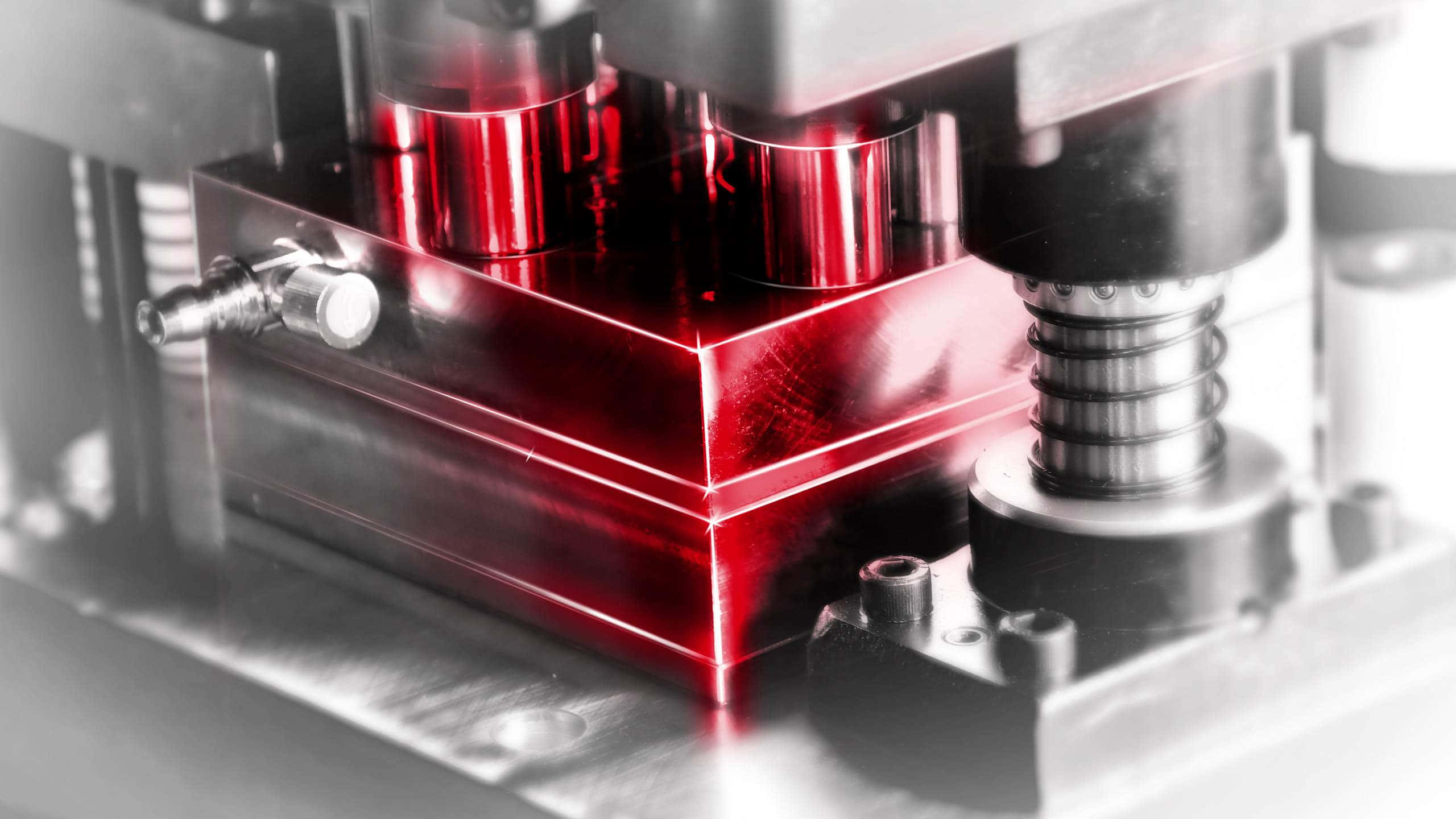 red lights, red light, glowing red metallic block, 2K Desktop Wallpaper
