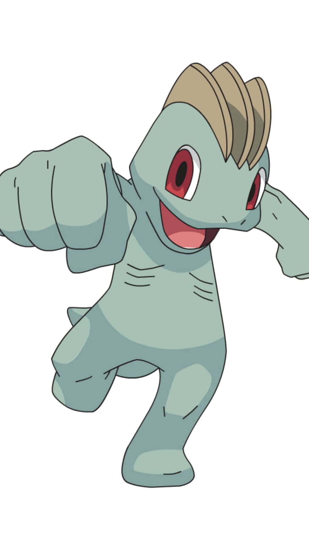 Machop, anime-style, light blue skin, Full HD Phone Wallpaper