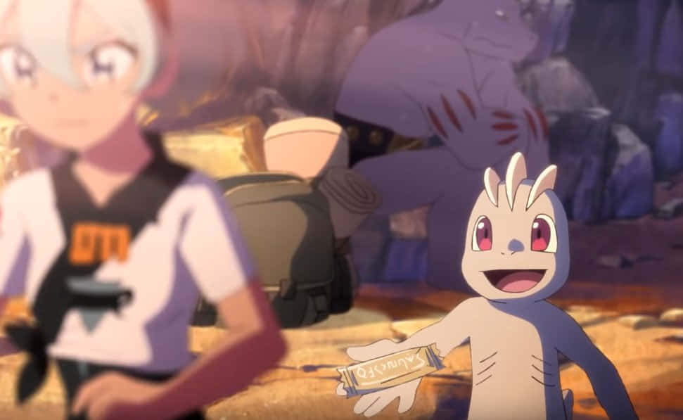 Machop, candy bar, young trainer, SD Desktop Wallpaper