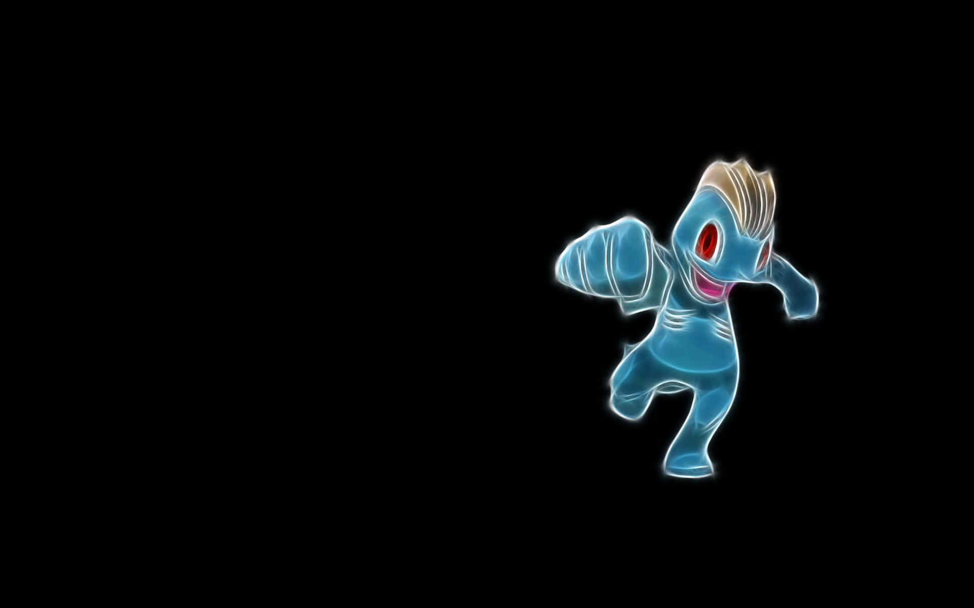 Machop, glowing blue, red eyes, Full HD Desktop Wallpaper