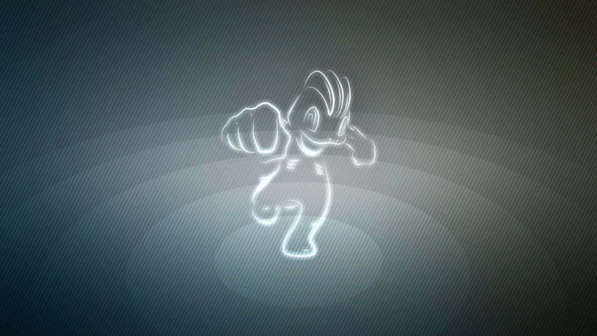 White Machop, glowing white outline, dynamic pose, Full HD Desktop Wallpaper