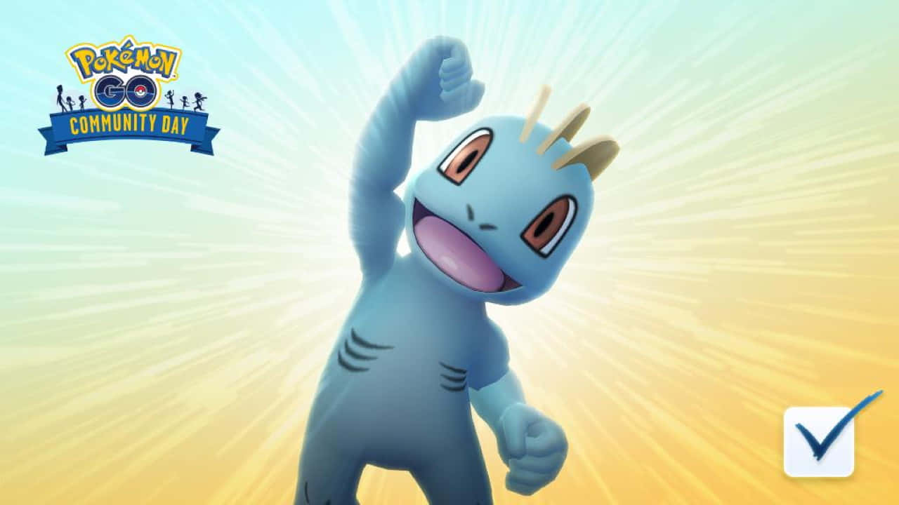 Machop, blue, horns, HD Desktop Wallpaper