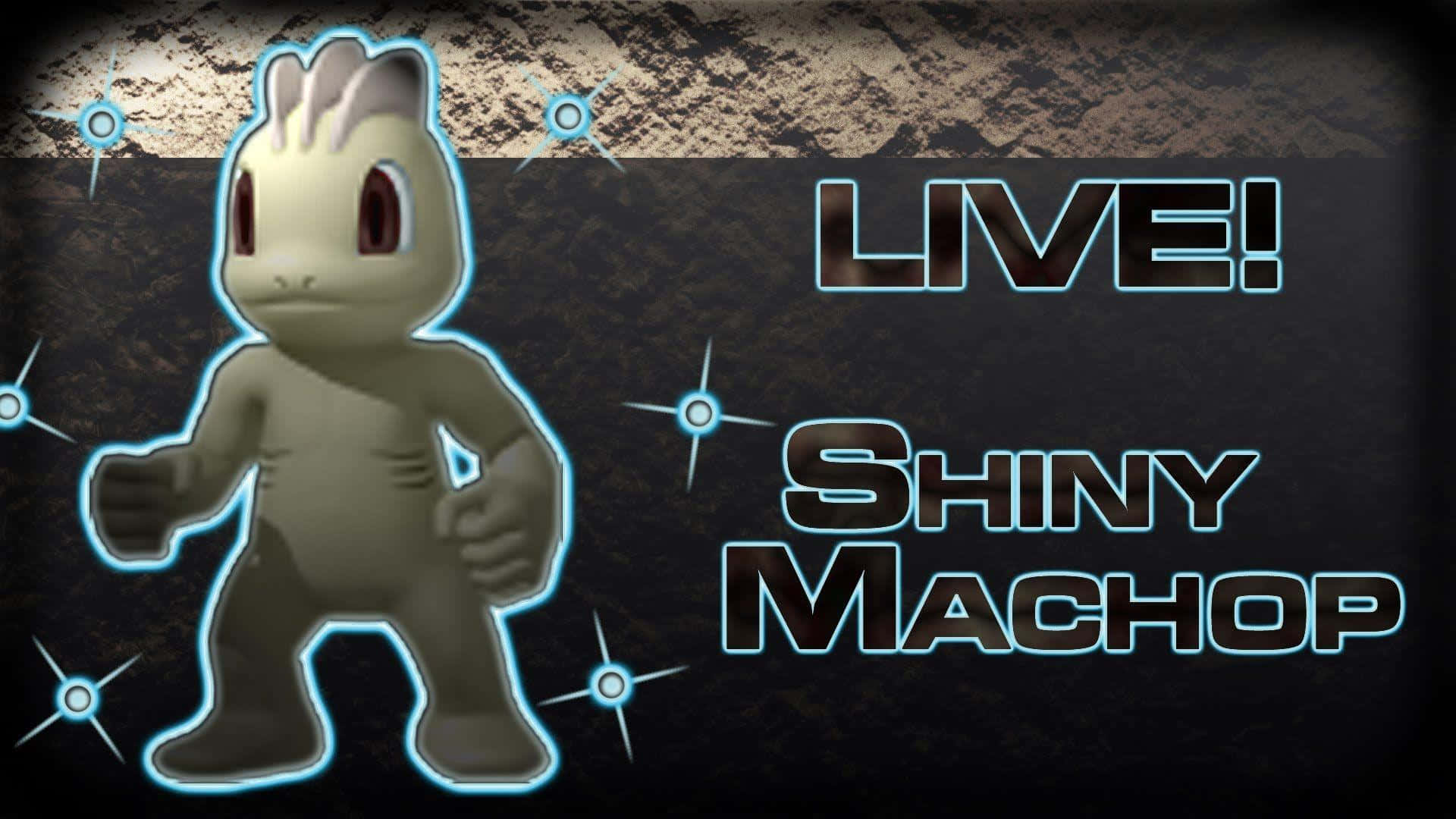 Shiny Machop, rock-textured background, glowing, Full HD Desktop Wallpaper