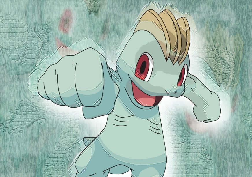 Machop, anime-style, light blue skin, SD Desktop Wallpaper