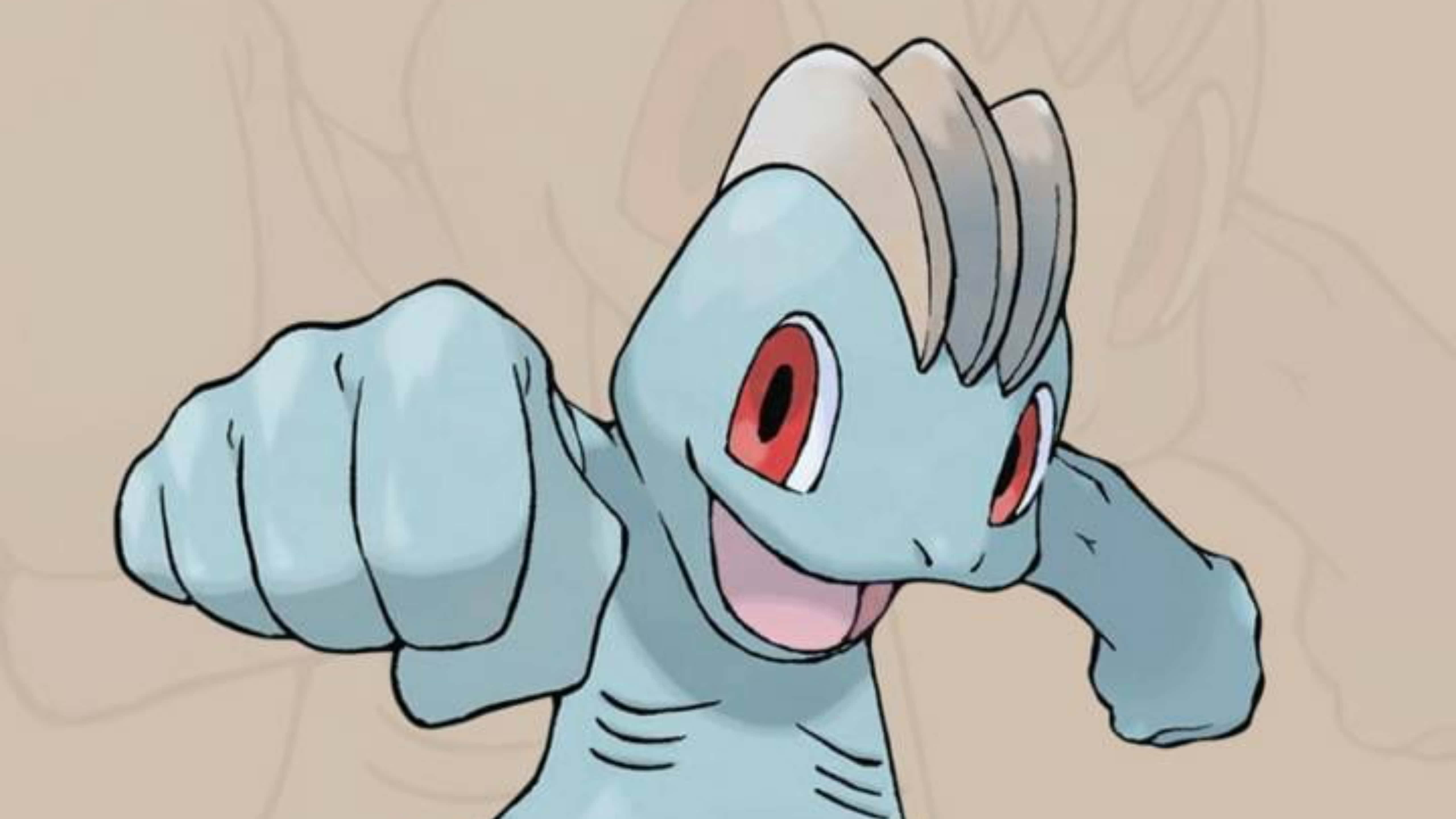 Machop, blue, red eyes, 5K Desktop Wallpaper