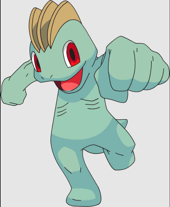Machop, light green skin, red eyes, SD Phone Wallpaper