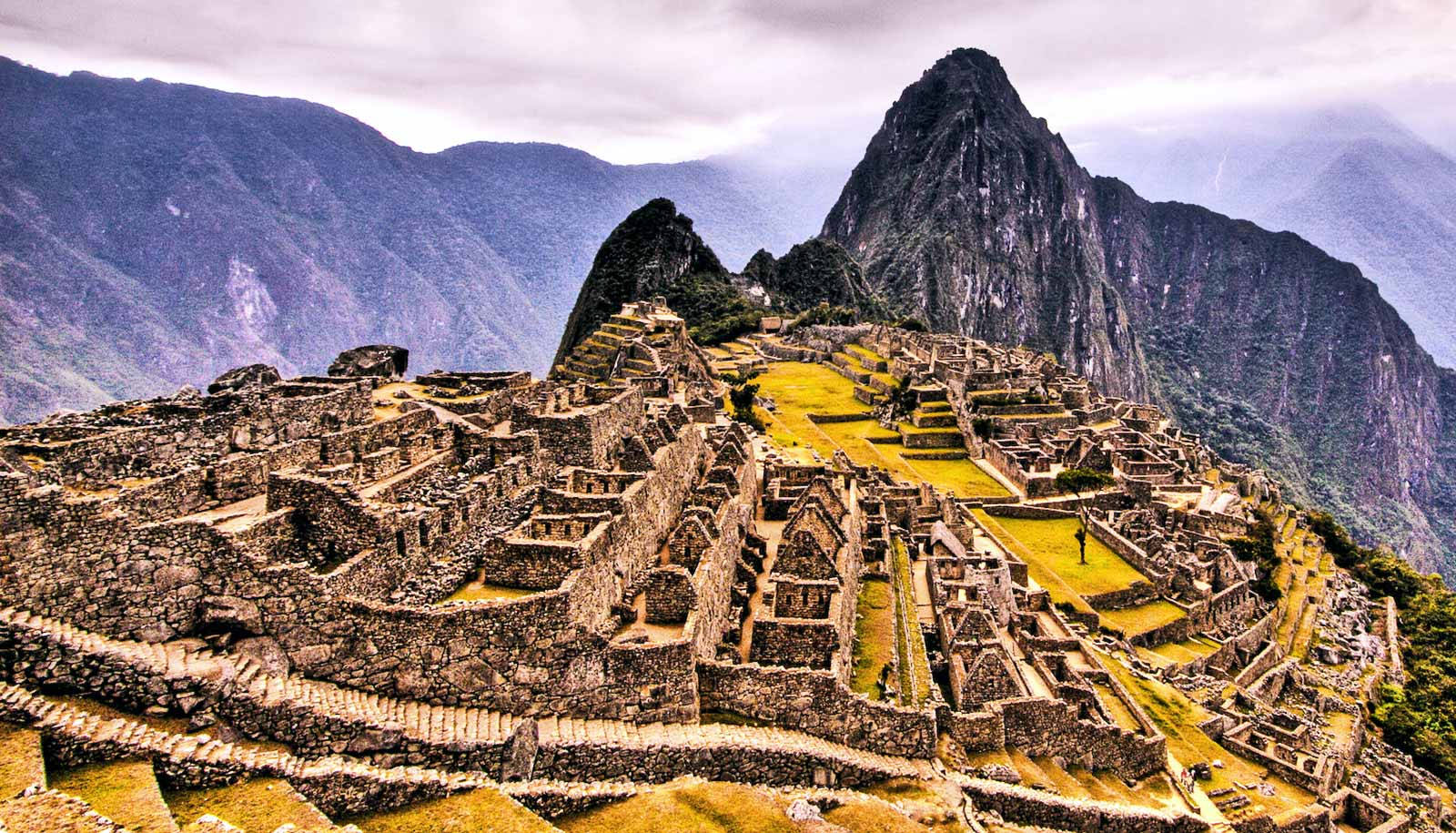 Machu Picchu, ancient stone ruins, mountain ridge, HD Desktop Wallpaper