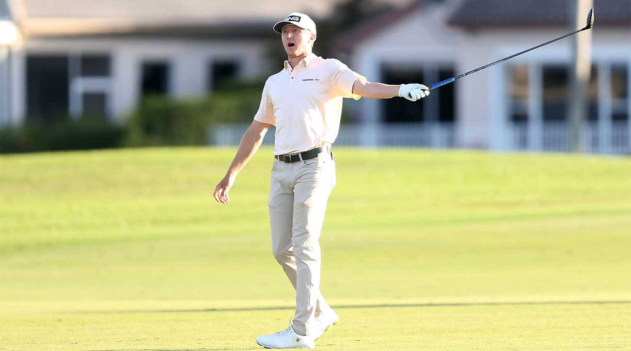 Mackenzie Hughes, golf club, white attire, HD Desktop Wallpaper