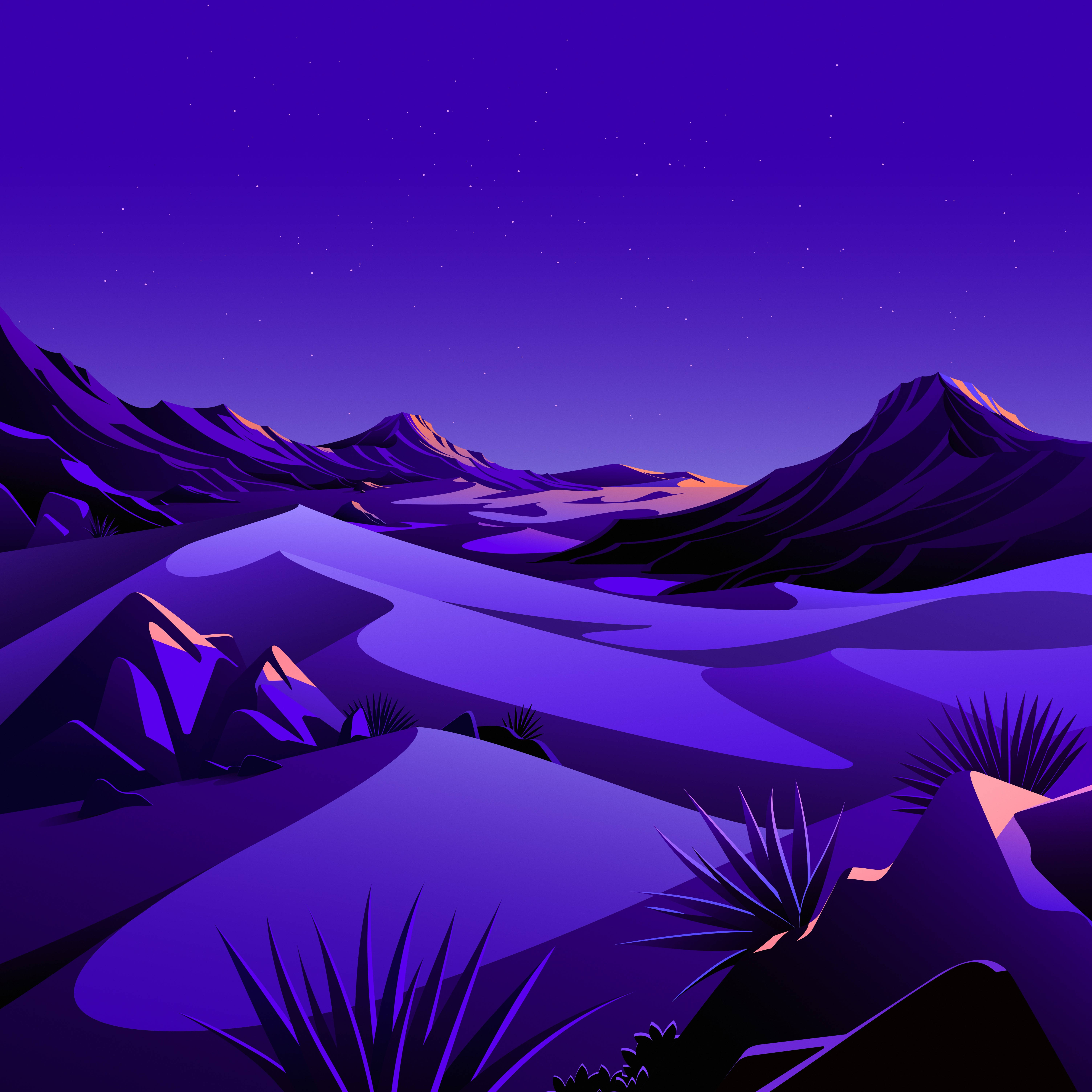 macOS Big Sur, desert, starry night sky, 5K Desktop Wallpaper
