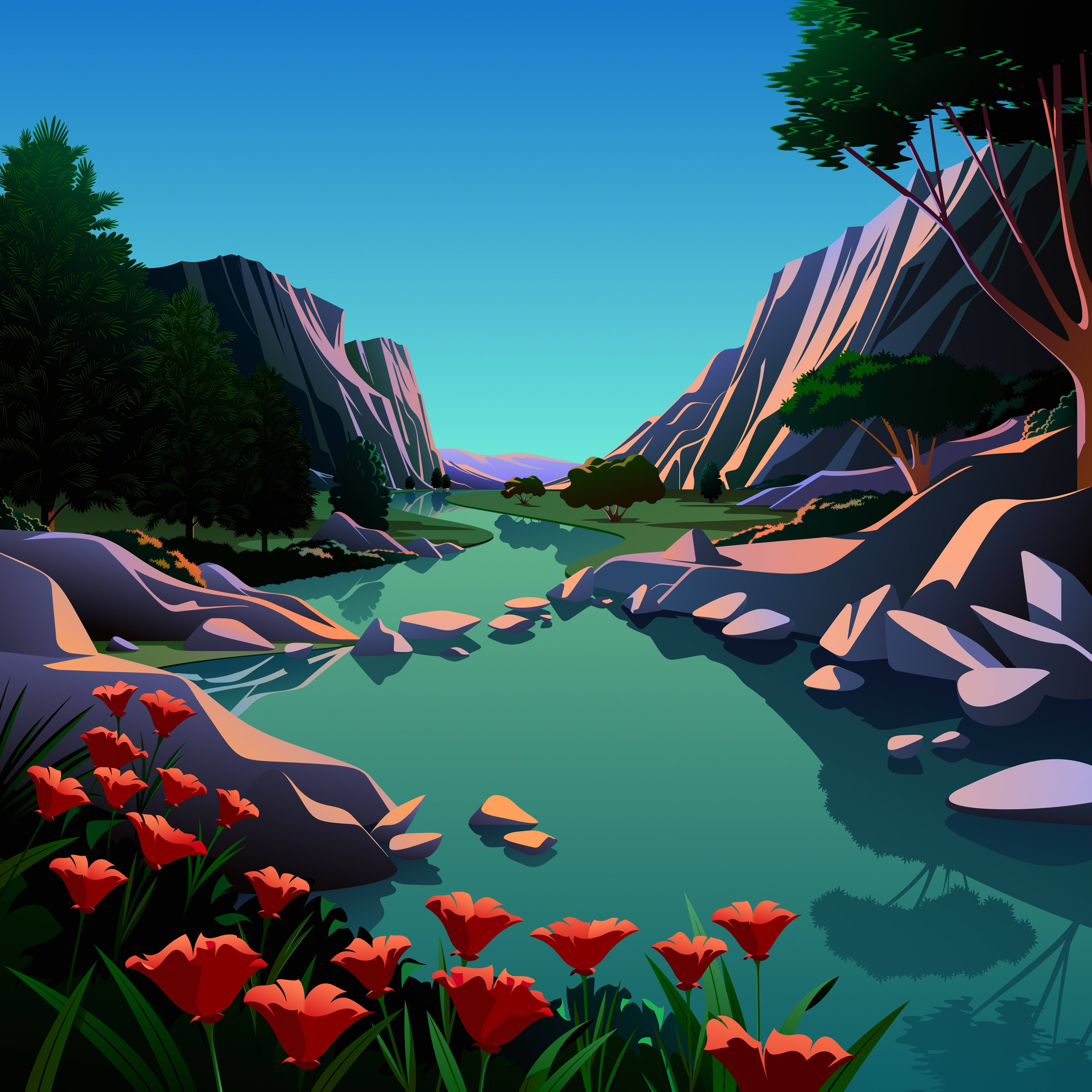 macOS Big Sur, lake, river, 5K Desktop Wallpaper