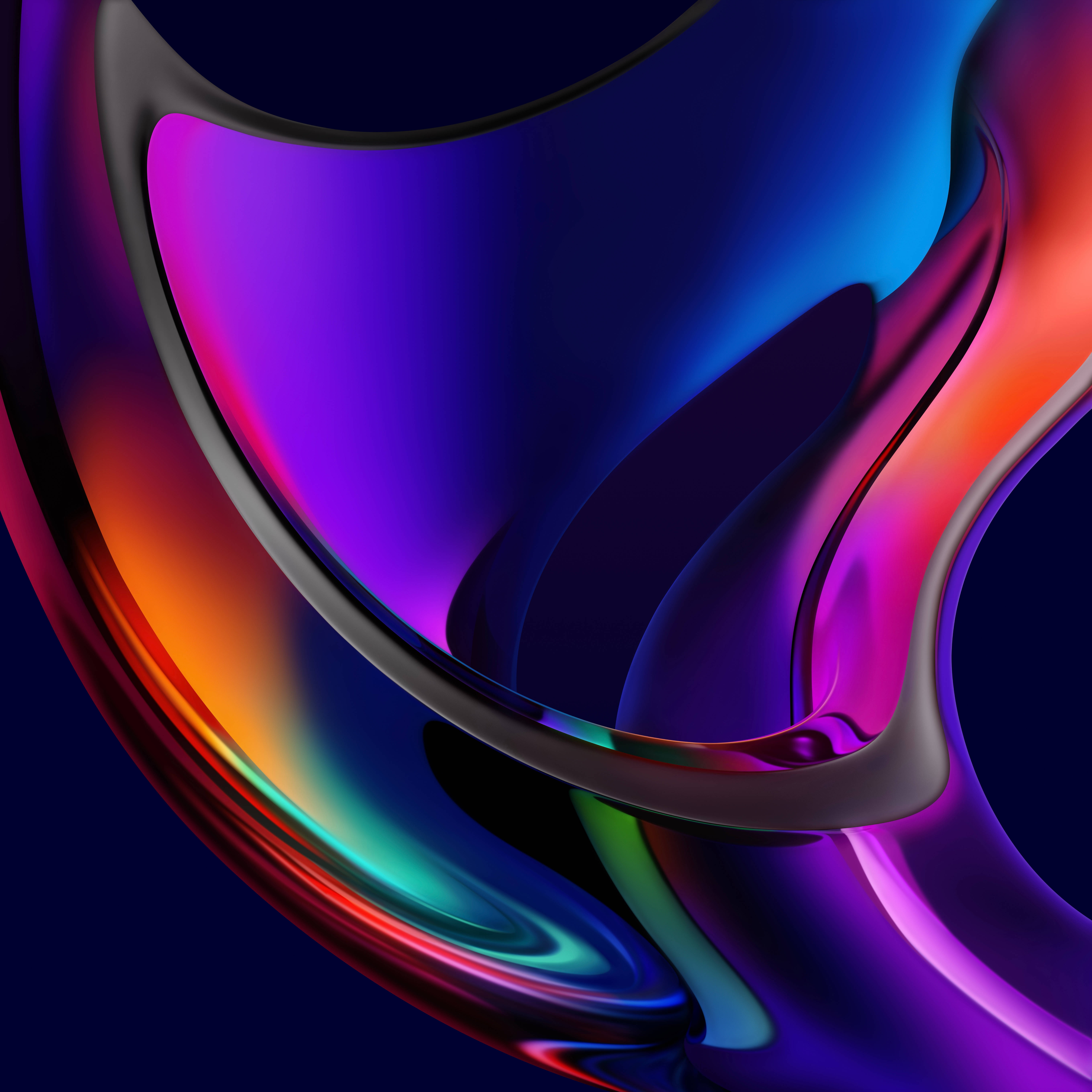 macOS Big Sur, neon hues, deep blue background, 5K Desktop Wallpaper