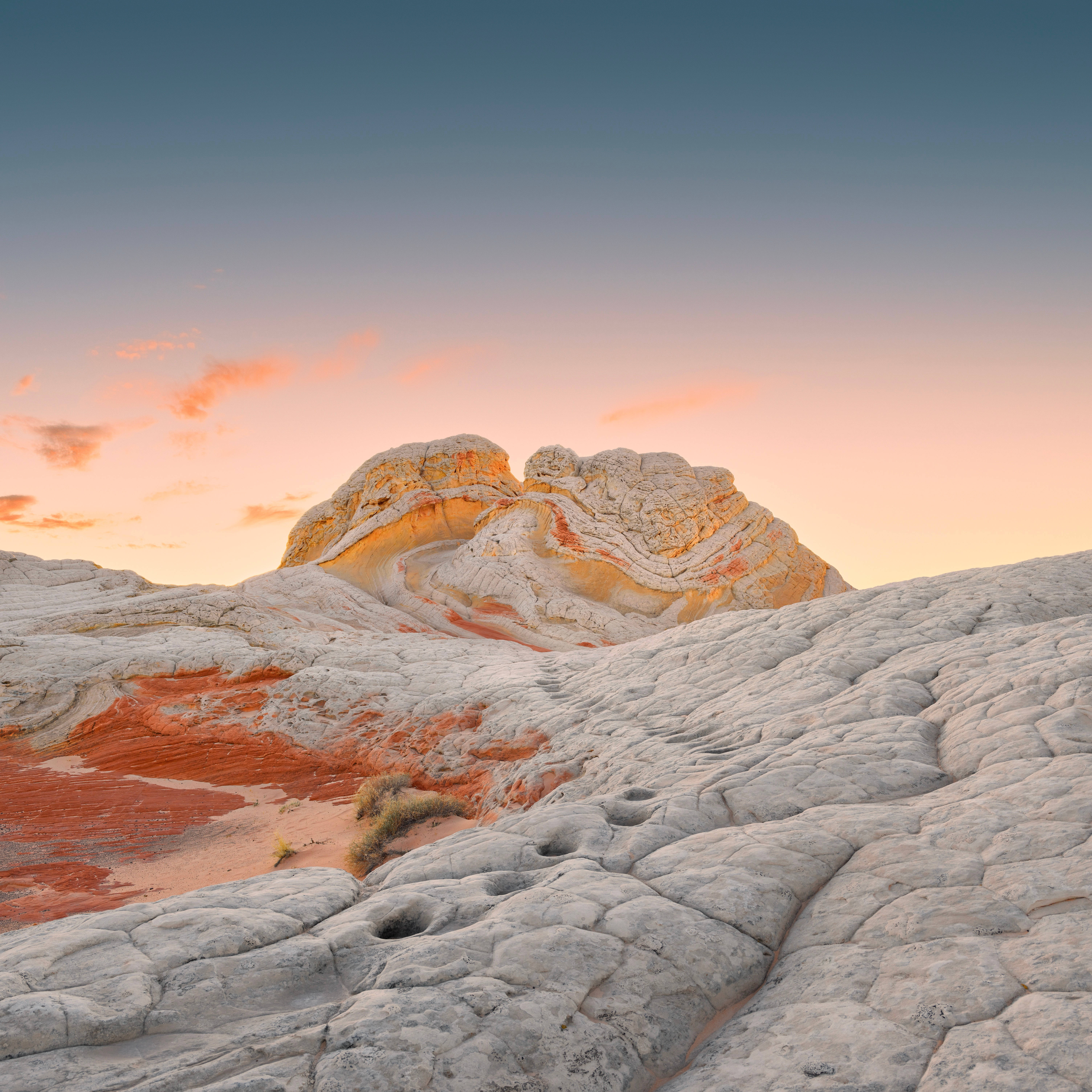 macOS Big Sur, sunrise, white rock formations, 5K Desktop Wallpaper