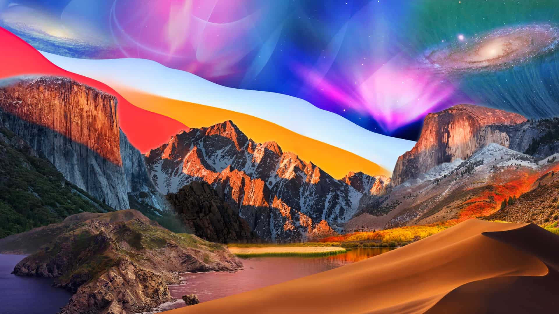 macOS Big Sur, auroras, galaxy, Full HD Desktop Wallpaper