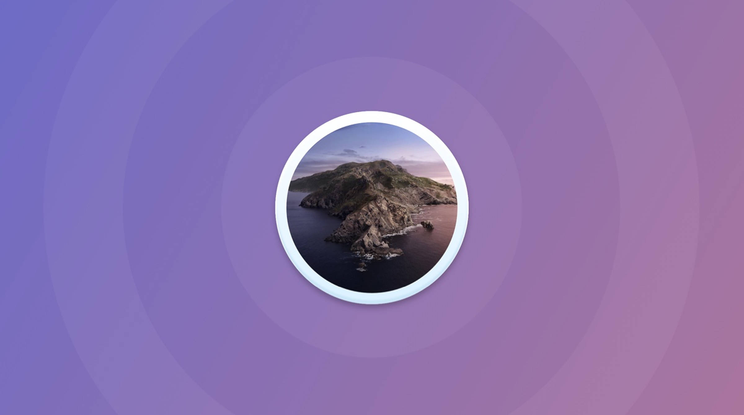 macOS Catalina, dusk, coastal island, Full HD Desktop Wallpaper