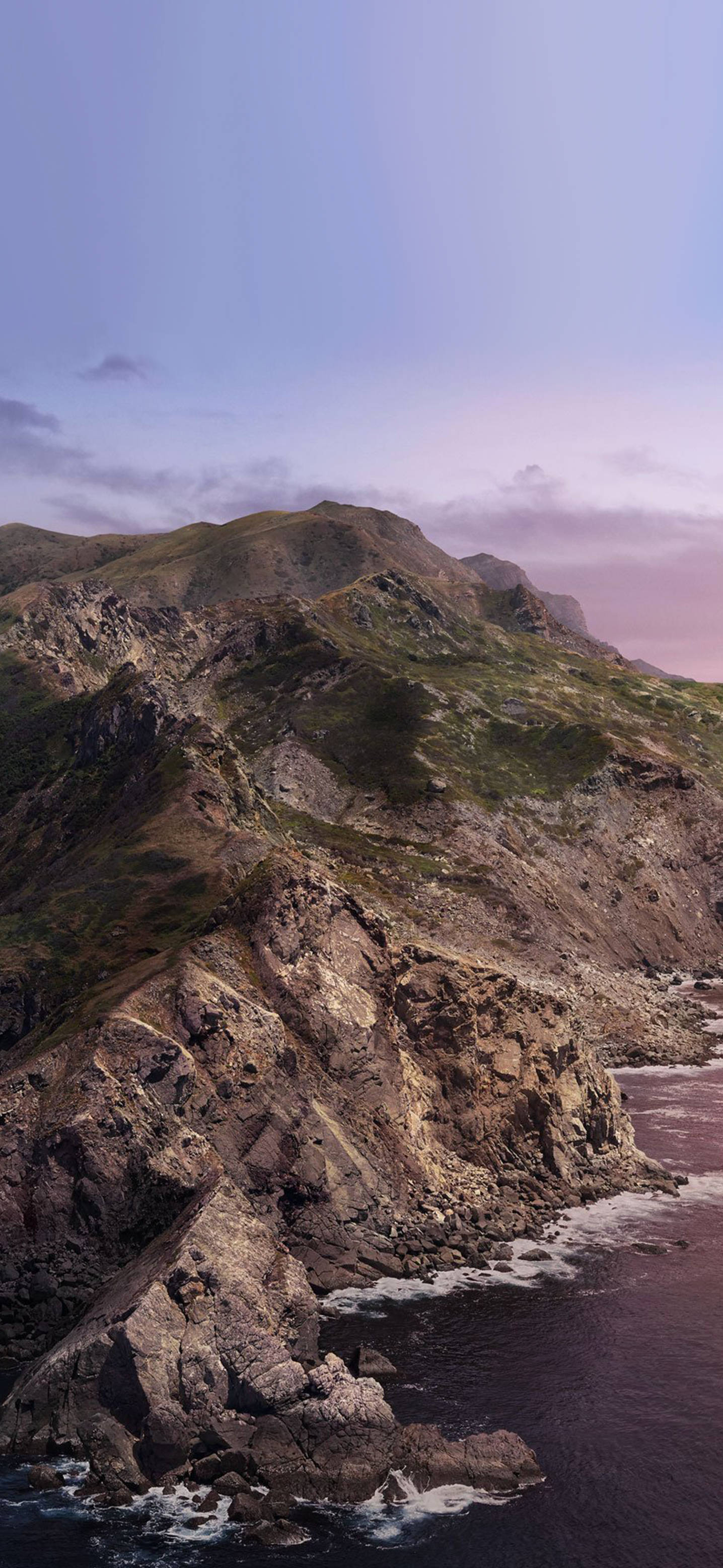 macOS Catalina, deep purple ocean, twilight sky, 2K Phone Wallpaper