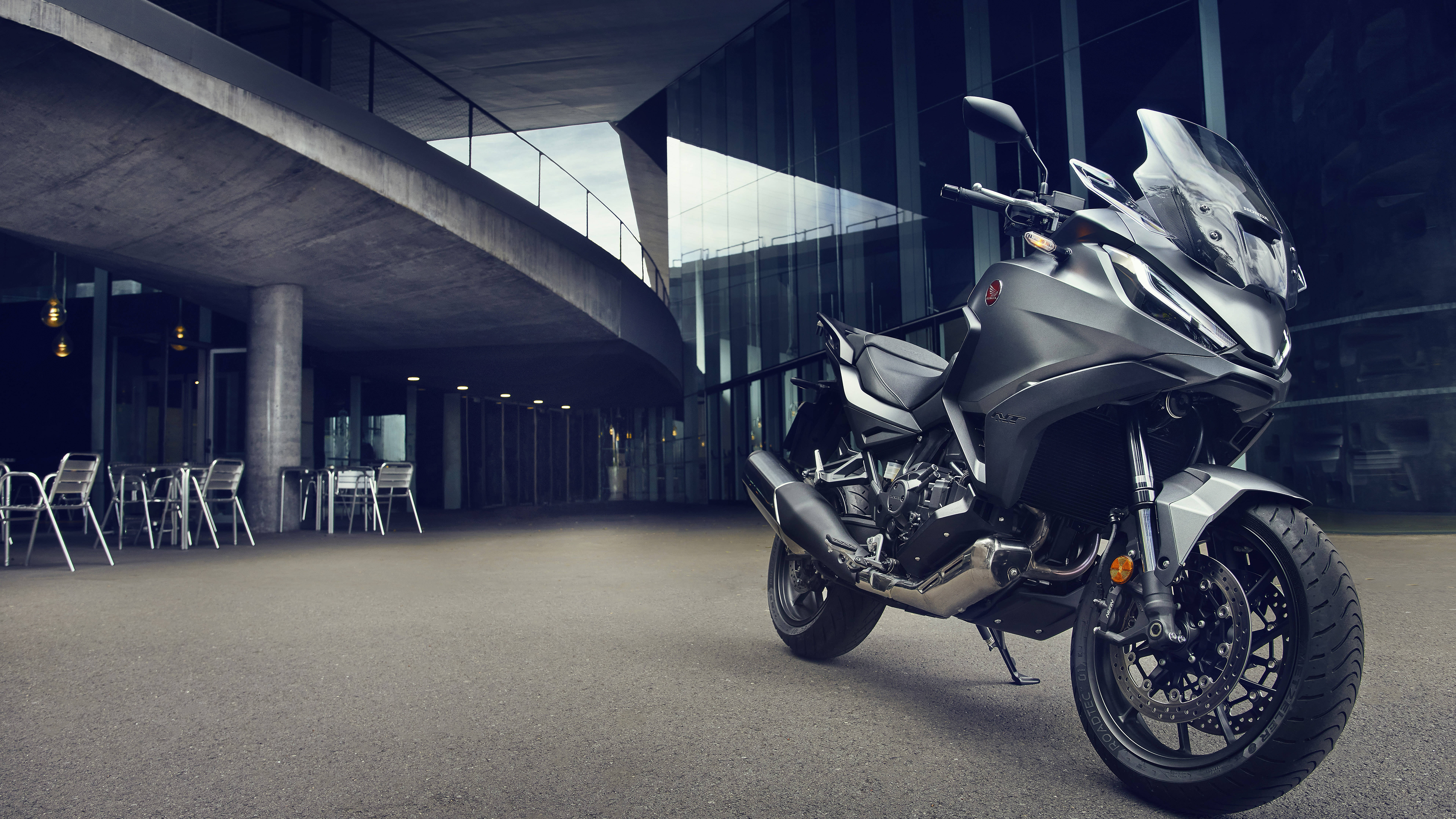 macOS Mojave, Honda motorcycle, matte gray, 8K Desktop Wallpaper