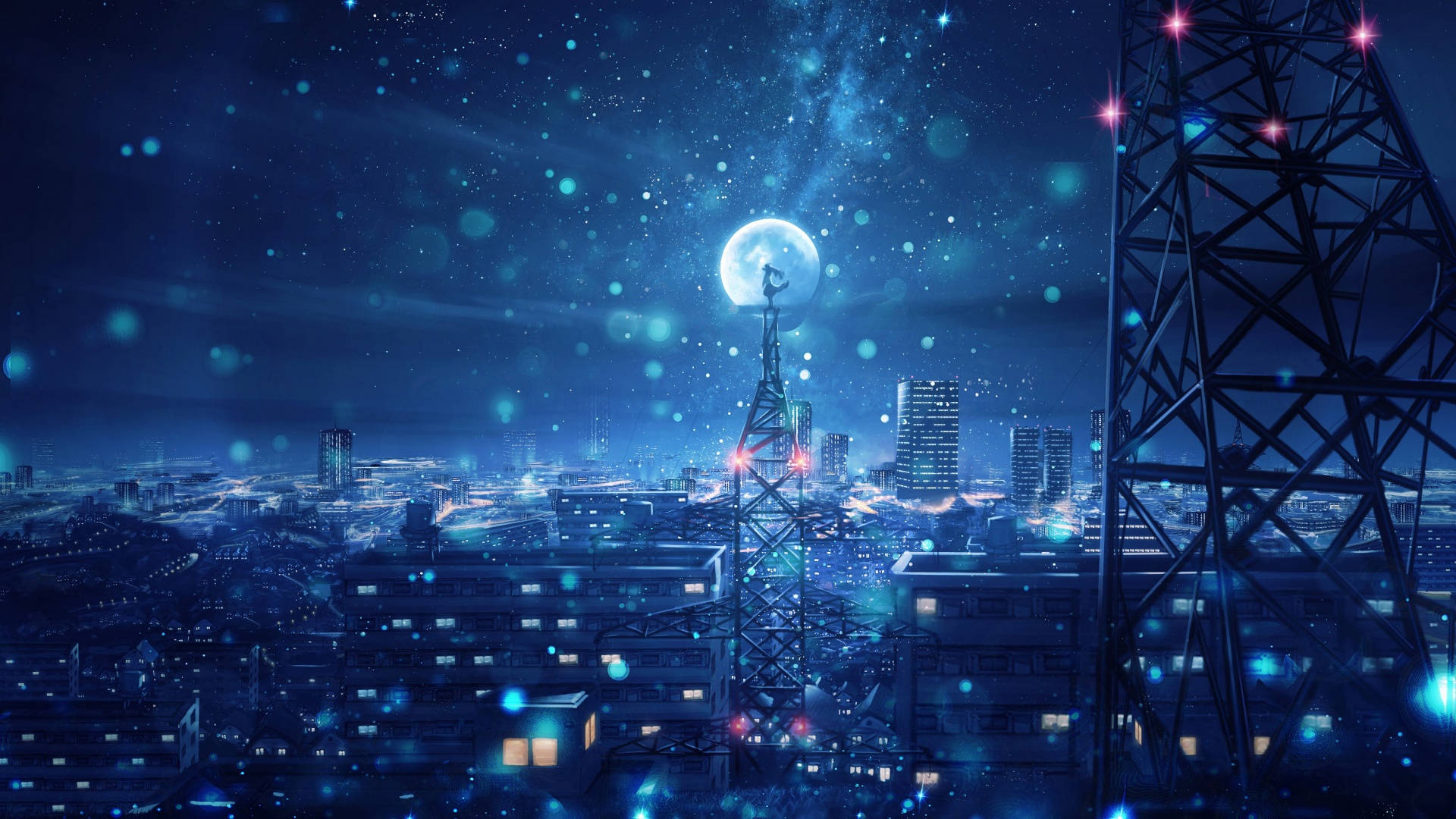 macOS Mojave, cityscape, night, Full HD Desktop Wallpaper