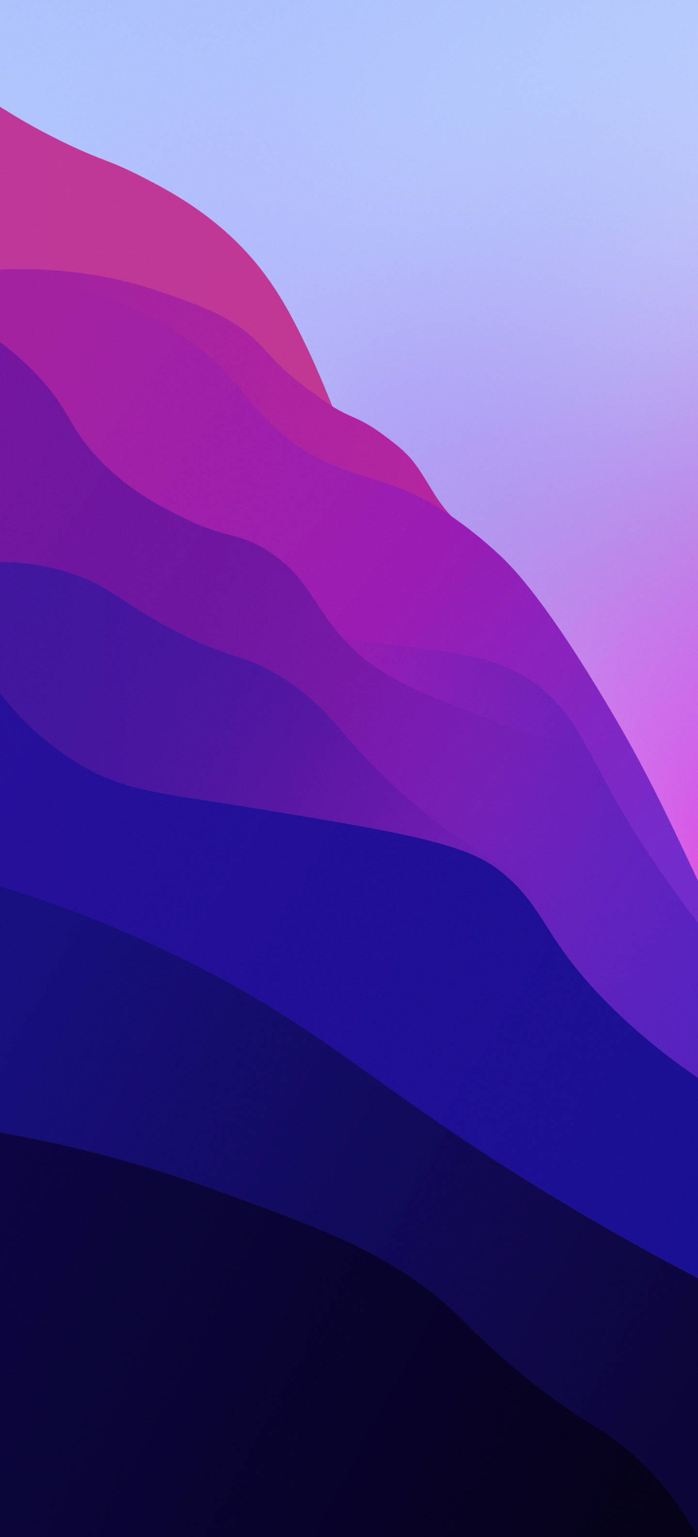 purple waves, macOS Monterey, purple, 2K Phone Wallpaper