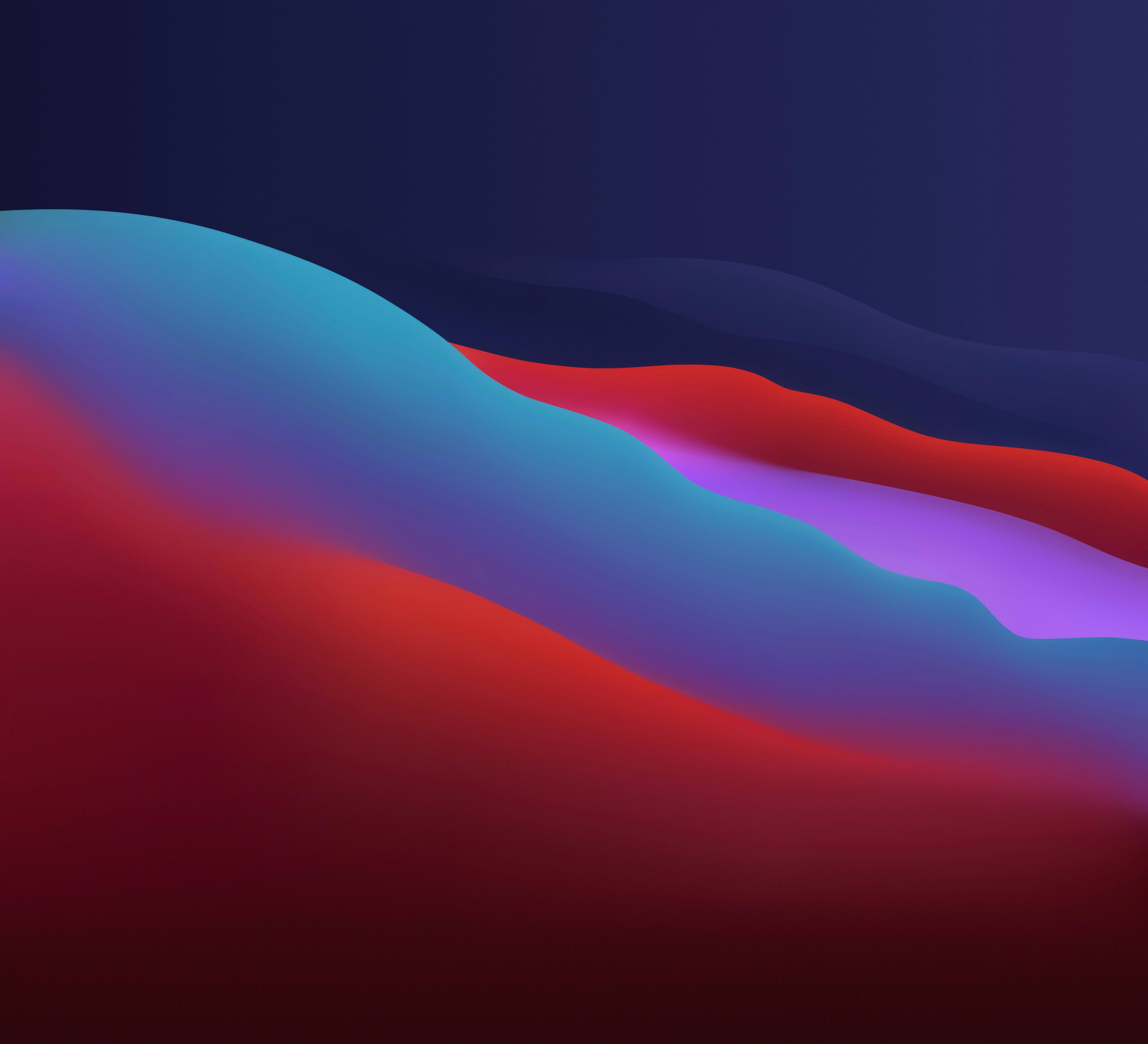 Big Sur Dark Mode, macOS Monterey, red, 5K Desktop Wallpaper