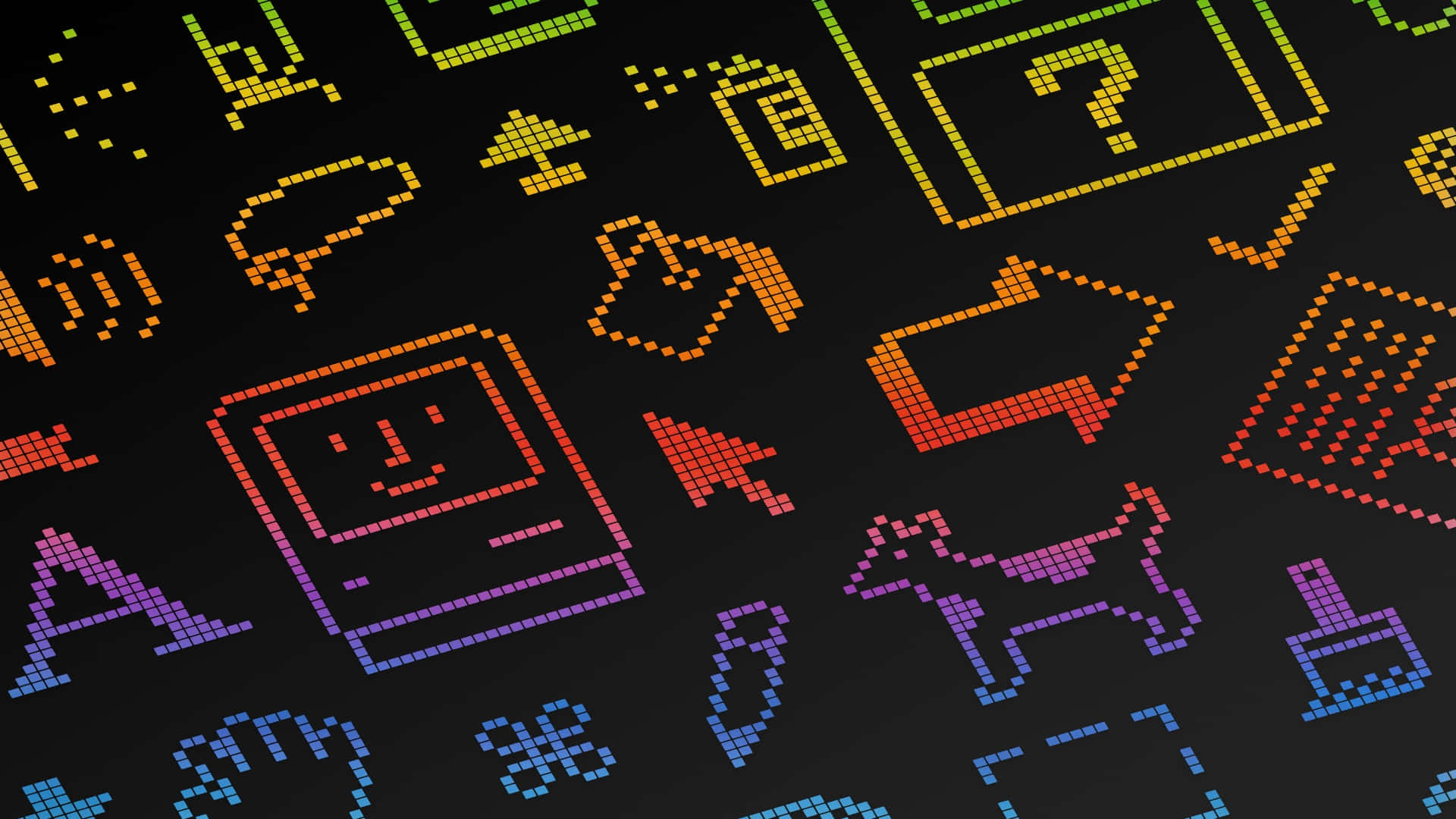 macOS Sequoia, retro icons, pixelated icons, Full HD Desktop Wallpaper