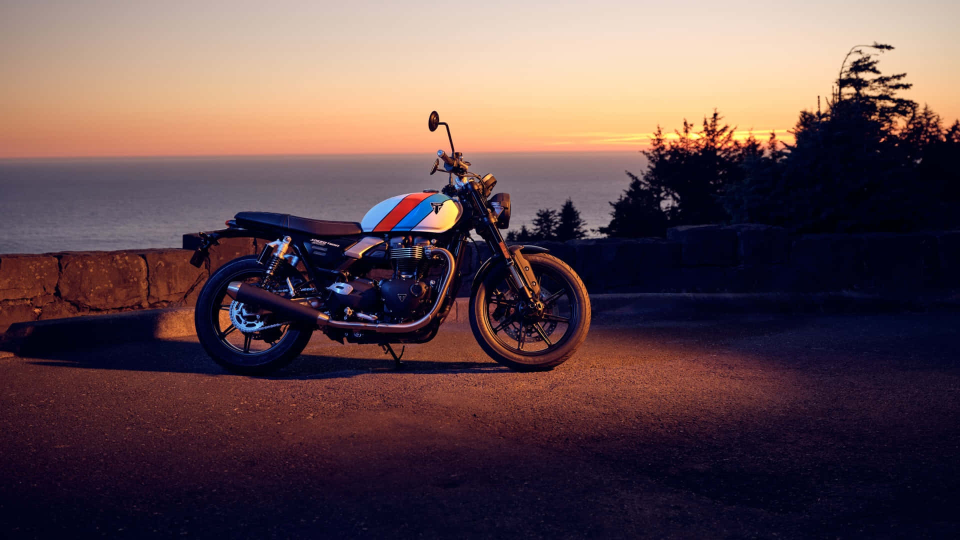 macOS Sequoia, motorcycle, sunset, Full HD Desktop Wallpaper